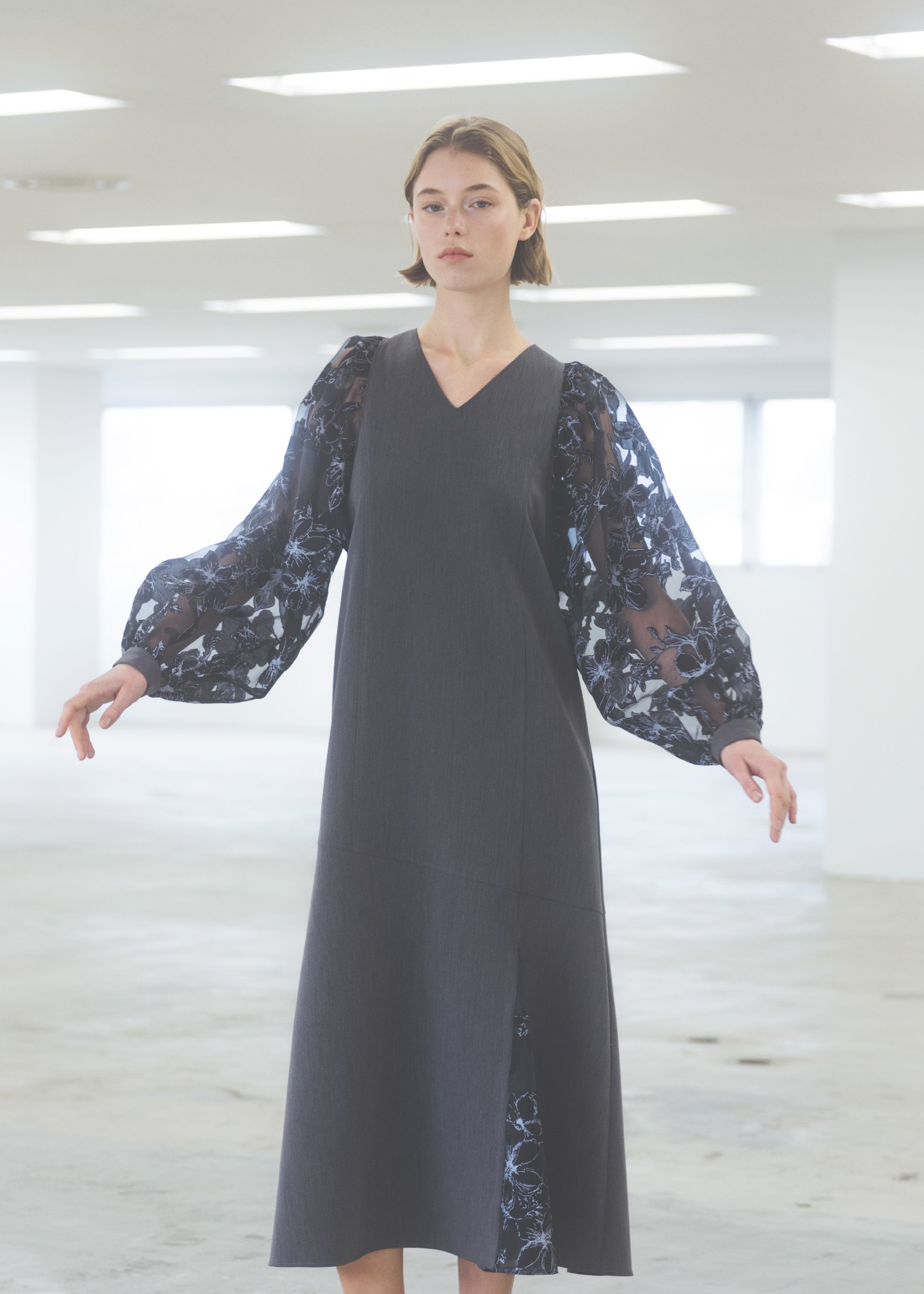 organdy flower volume sleeve panel OP