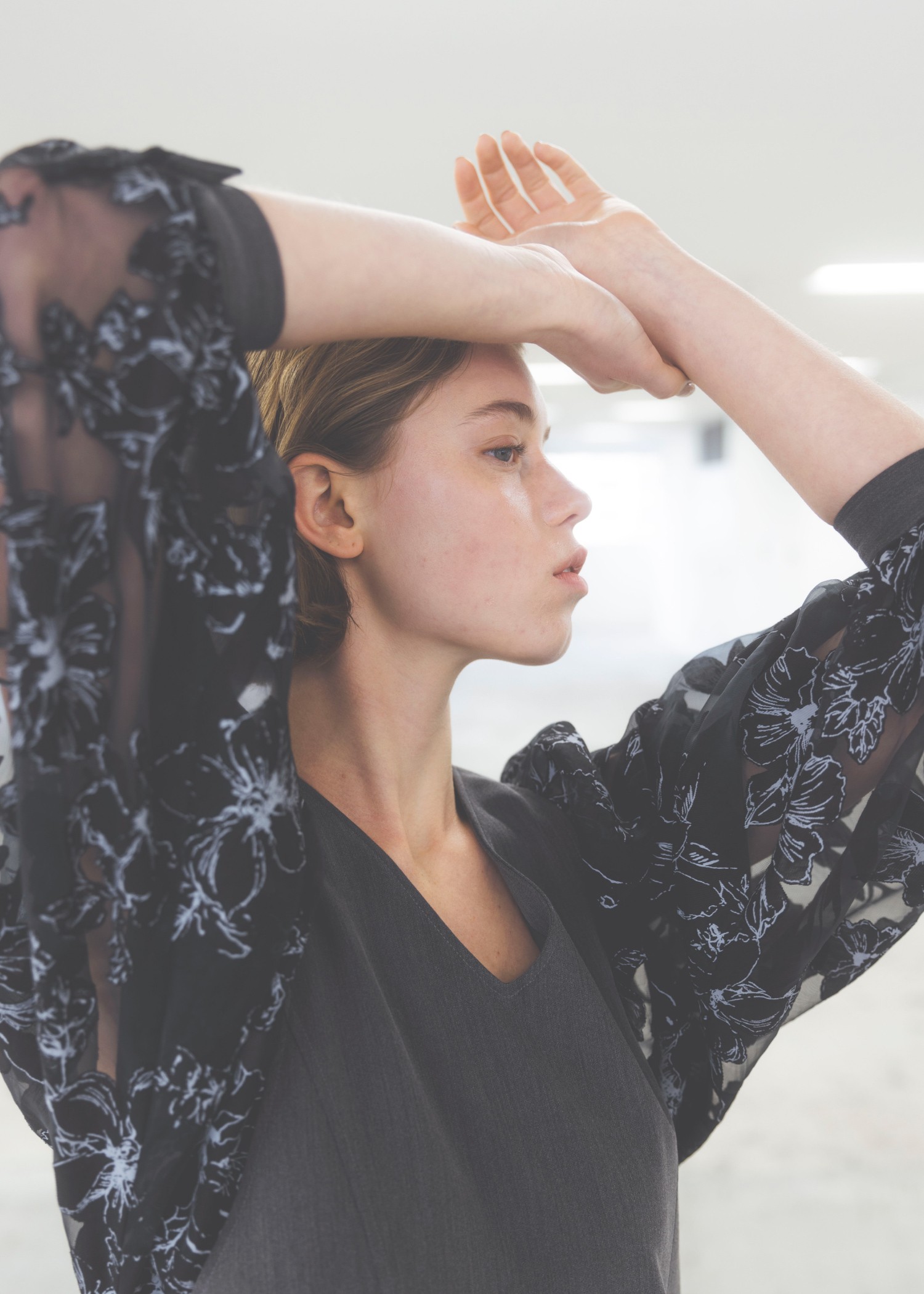 organdy flower volume sleeve panel OP