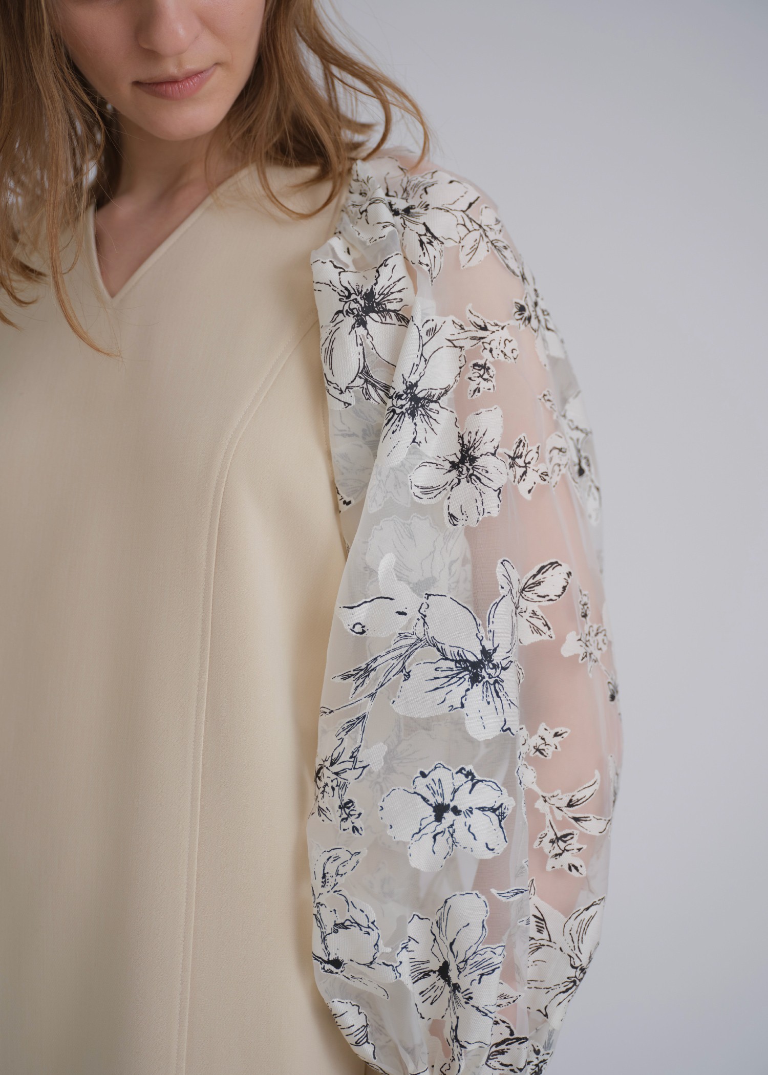 organdy flower volume sleeve panel OP