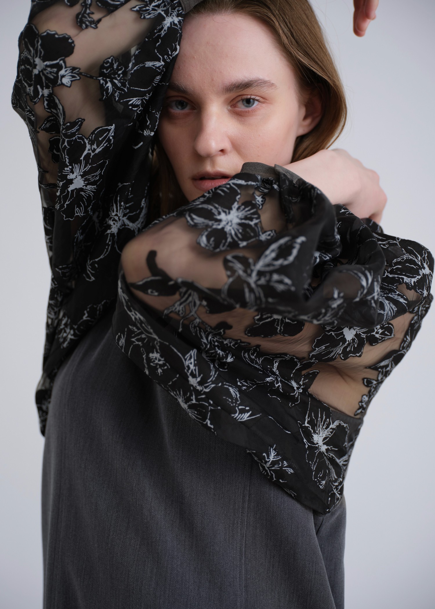 organdy flower volume sleeve panel OP