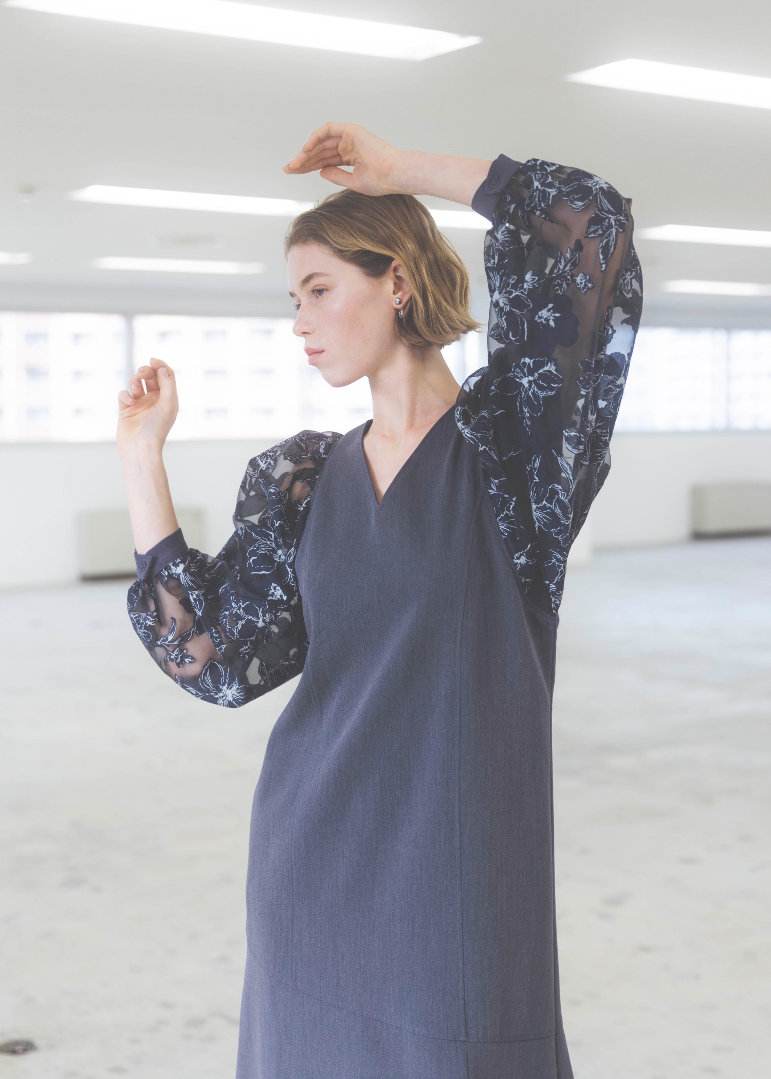 organdy flower volume sleeve panel OP