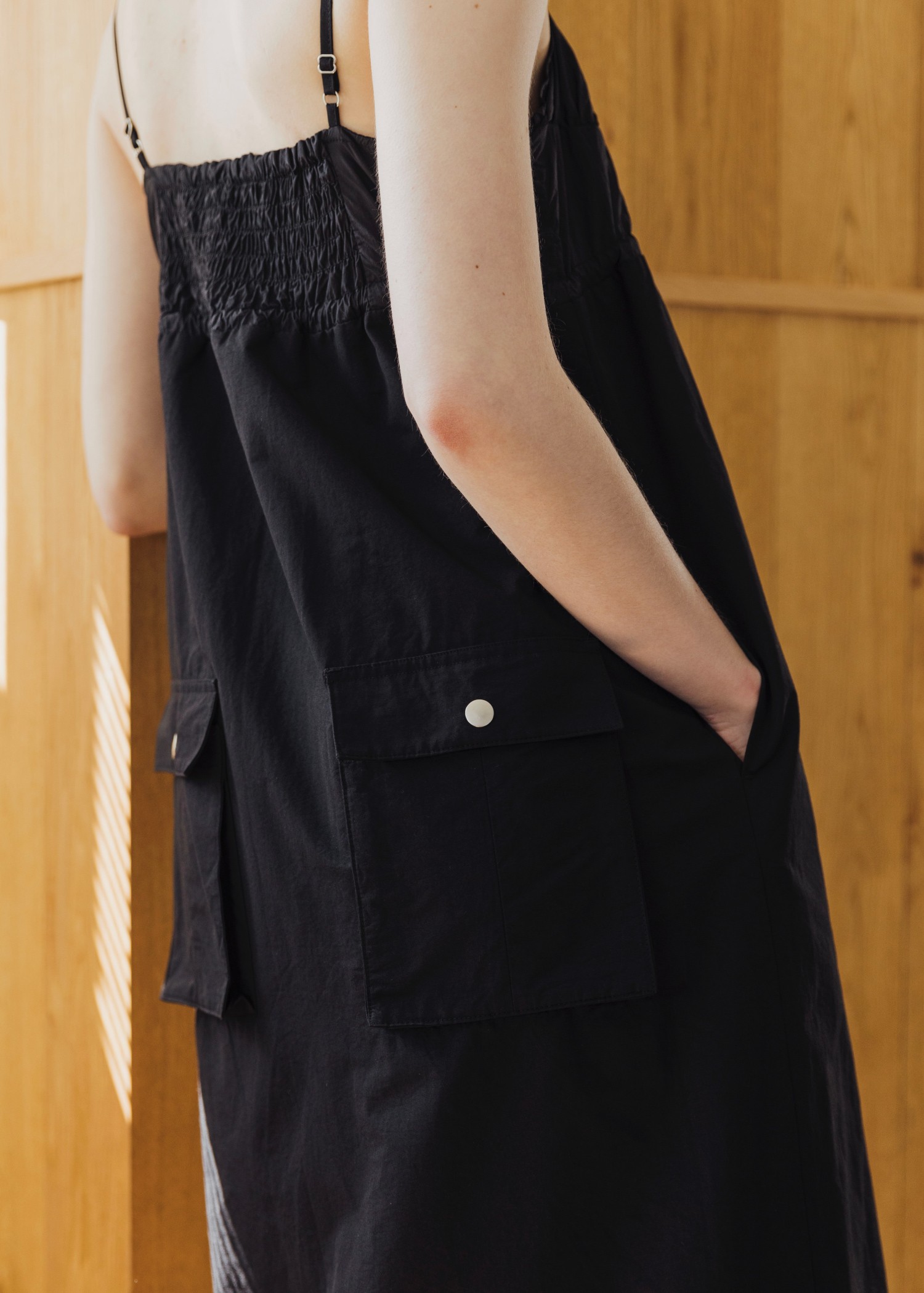 patchwork back pocket nylon camisole OP