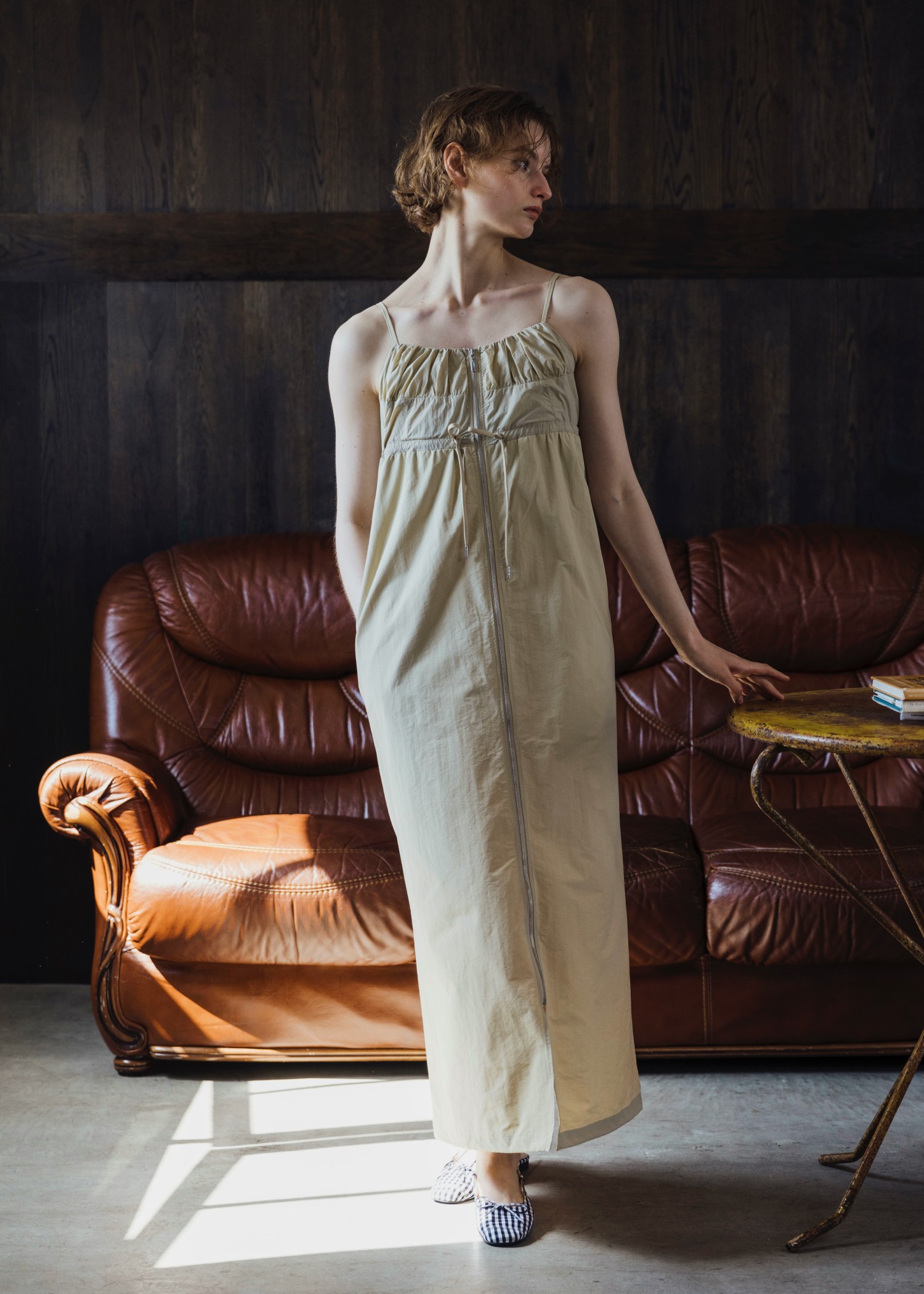 patchwork back pocket nylon camisole OP