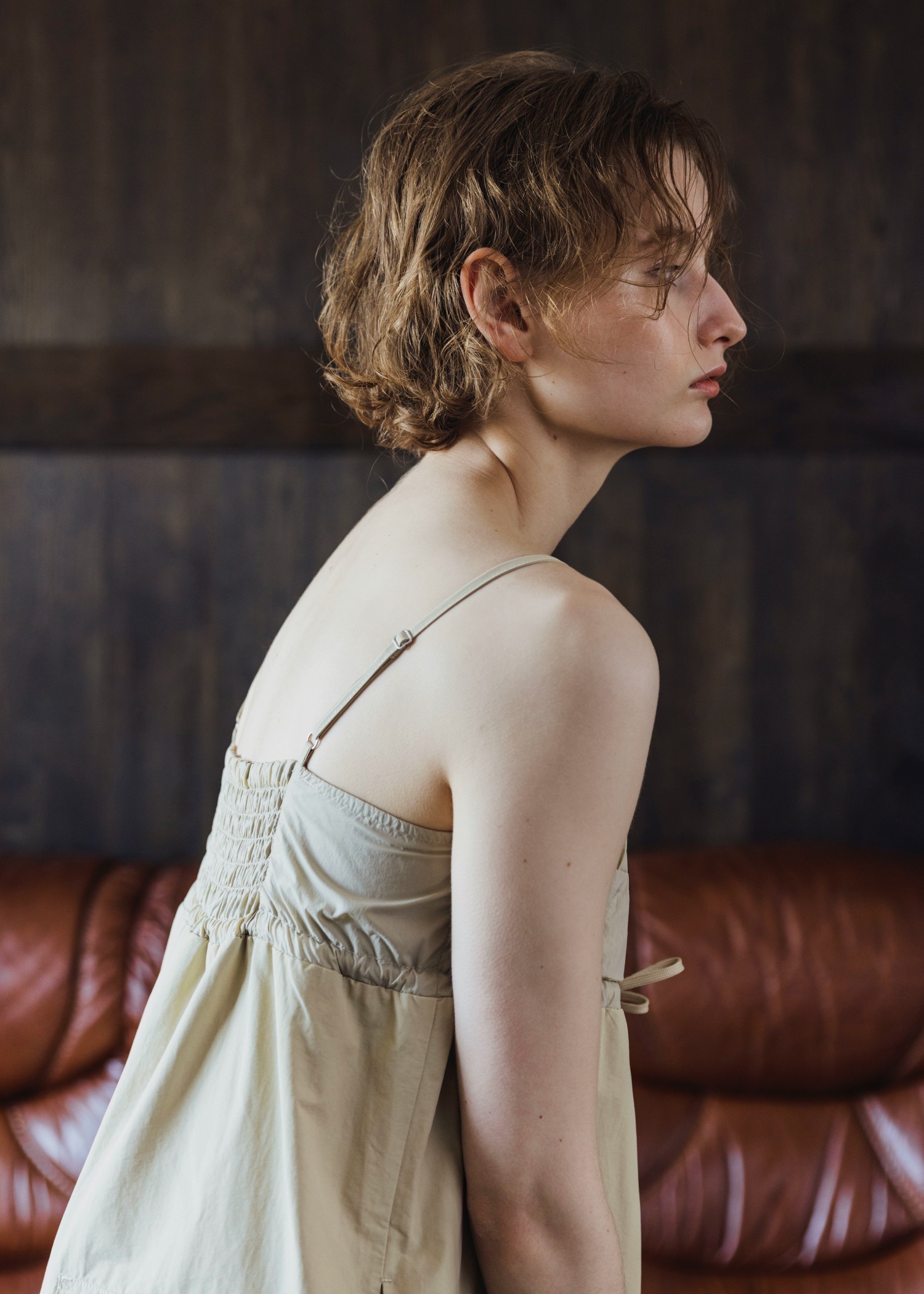 patchwork back pocket nylon camisole OP