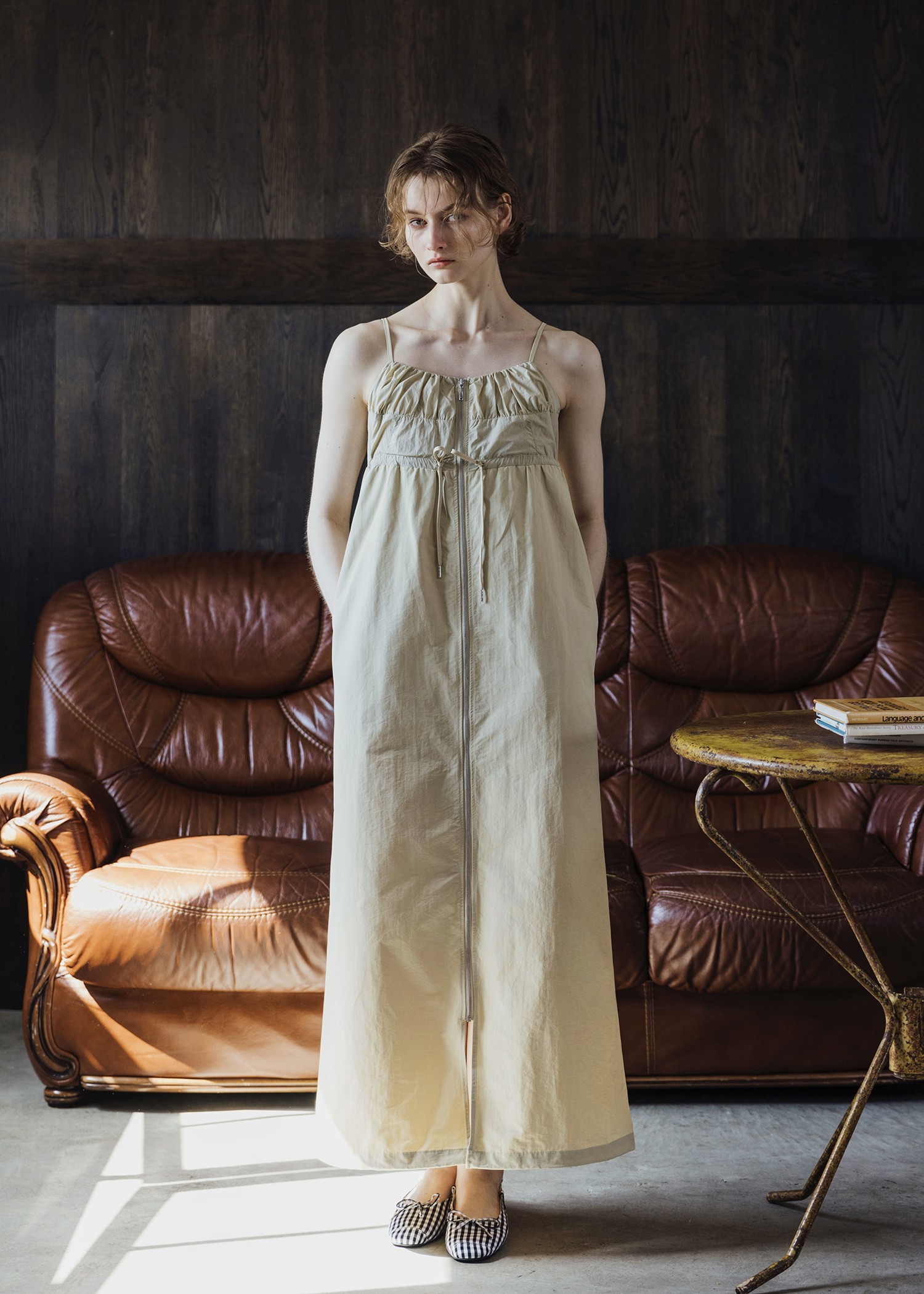 patchwork back pocket nylon camisole OP