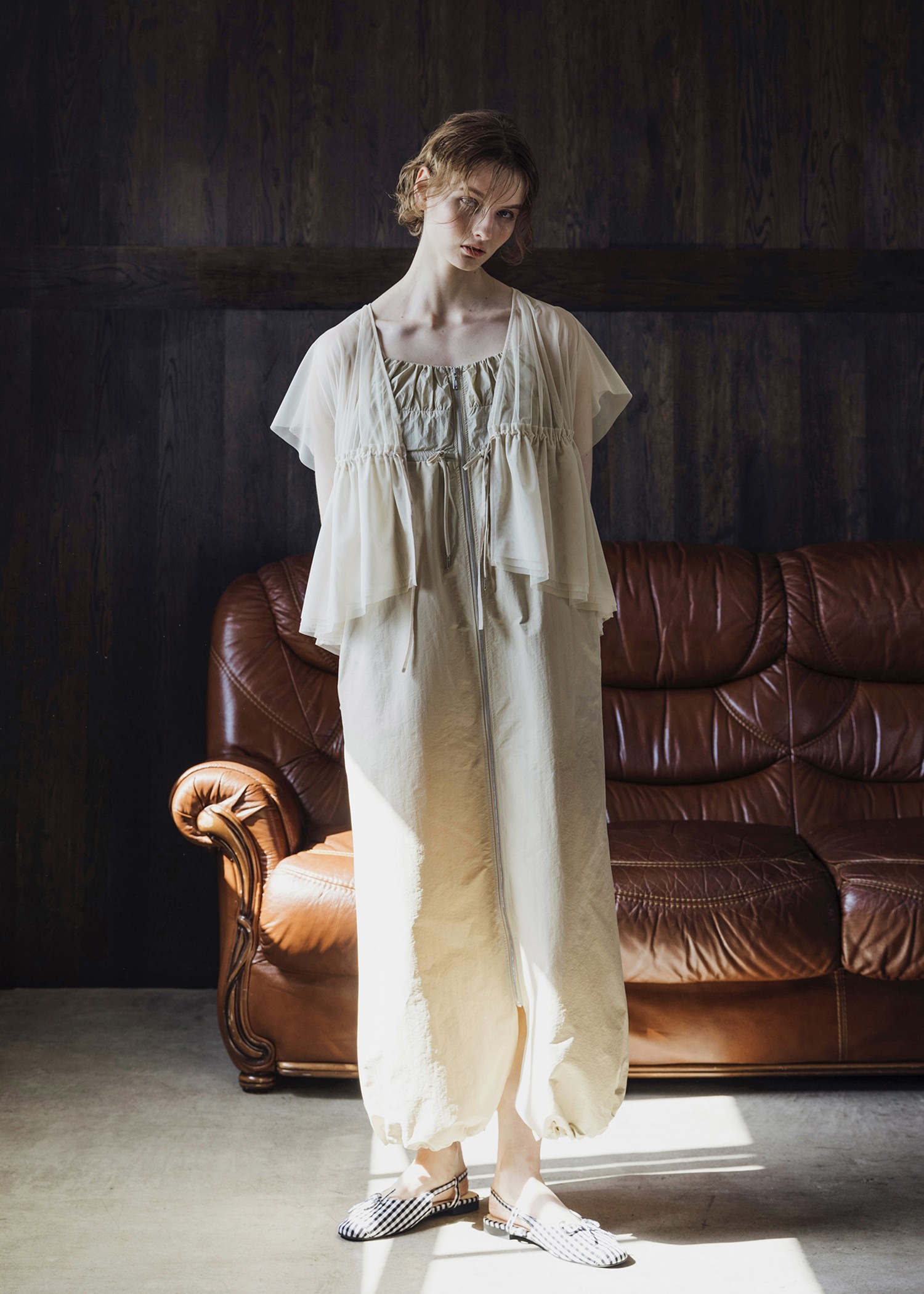 patchwork back pocket nylon camisole OP