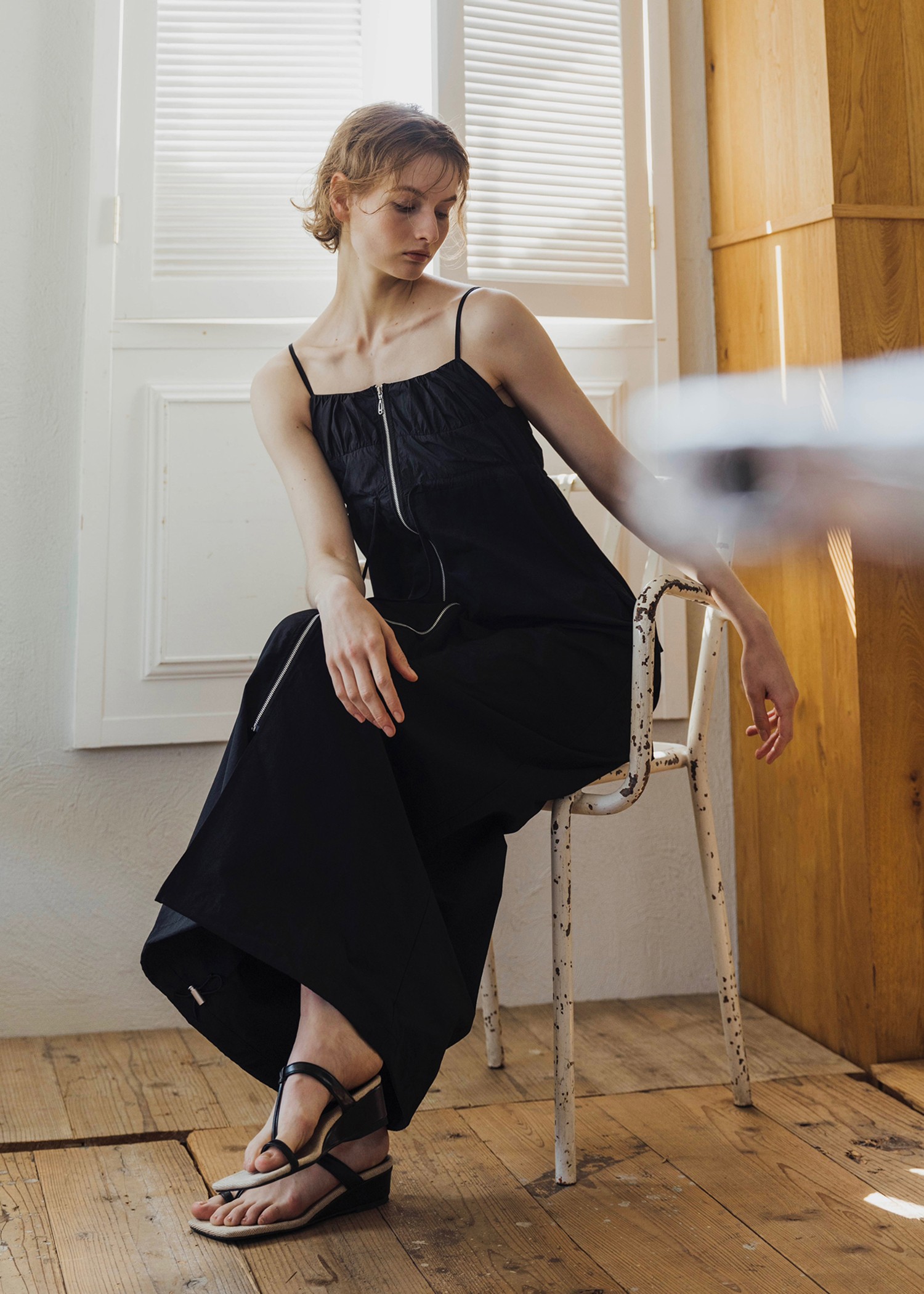 patchwork back pocket nylon camisole OP