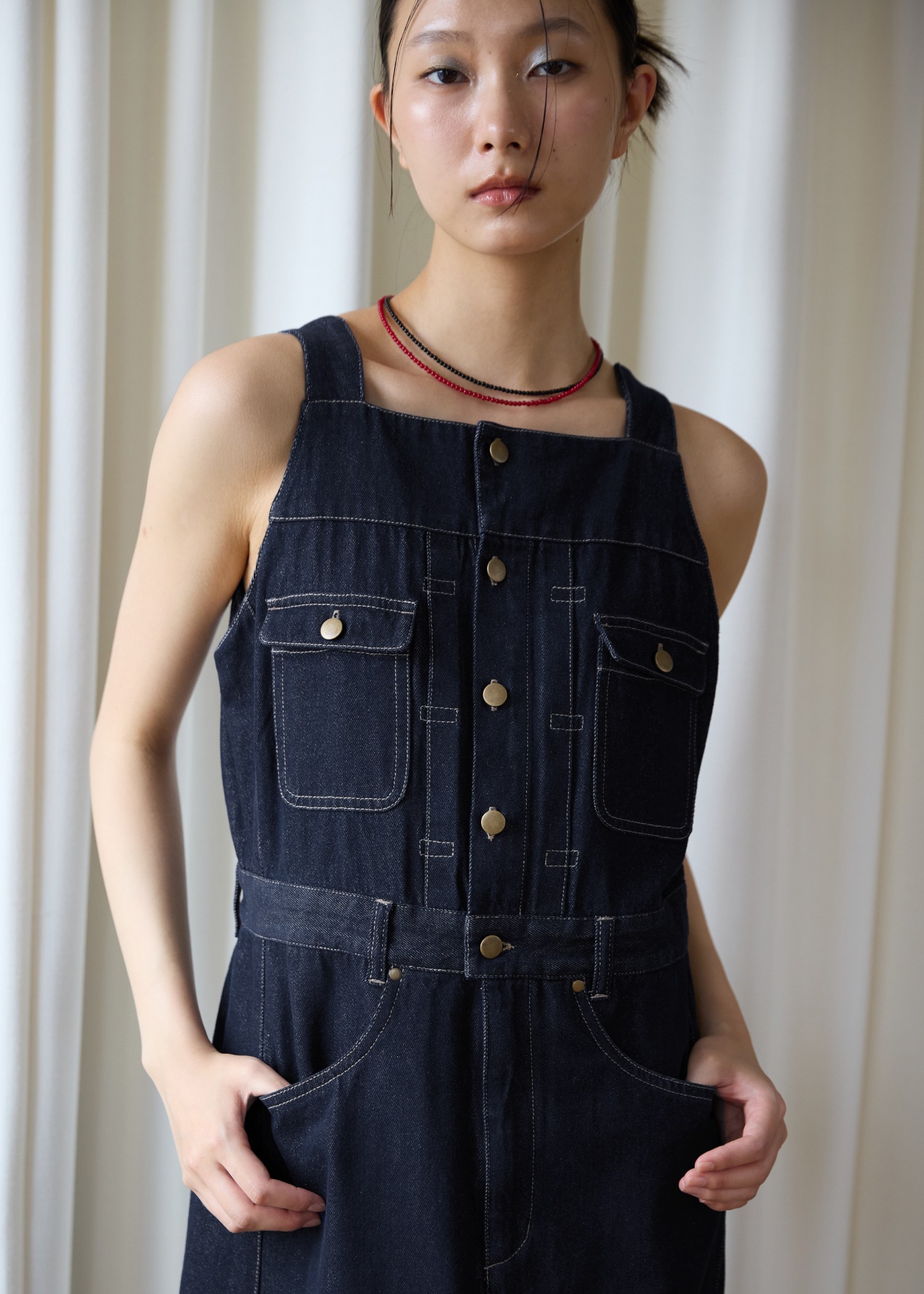 denim square neck no sleeve OP