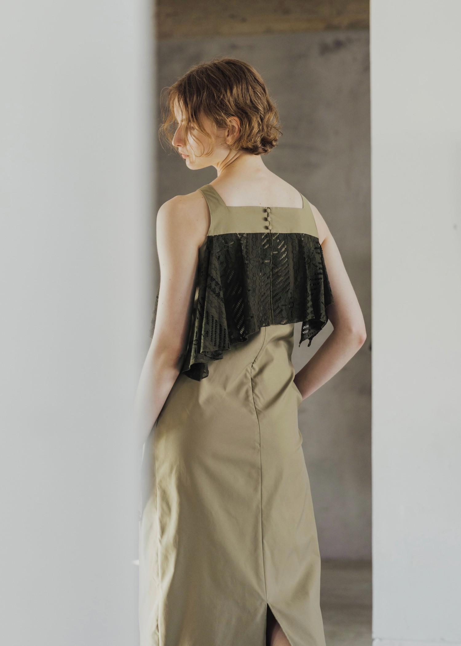 lace asymmetry frill cocoon OP