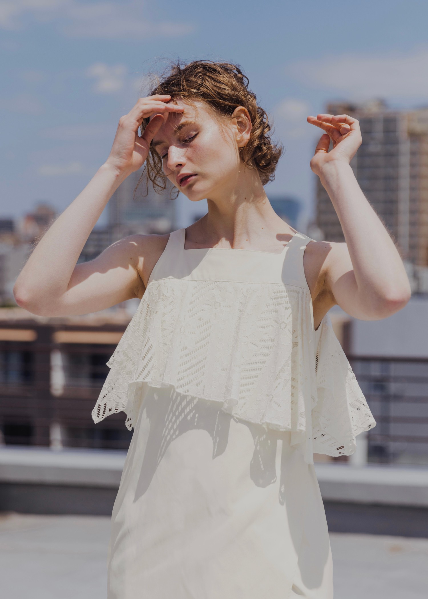 lace asymmetry frill cocoon OP