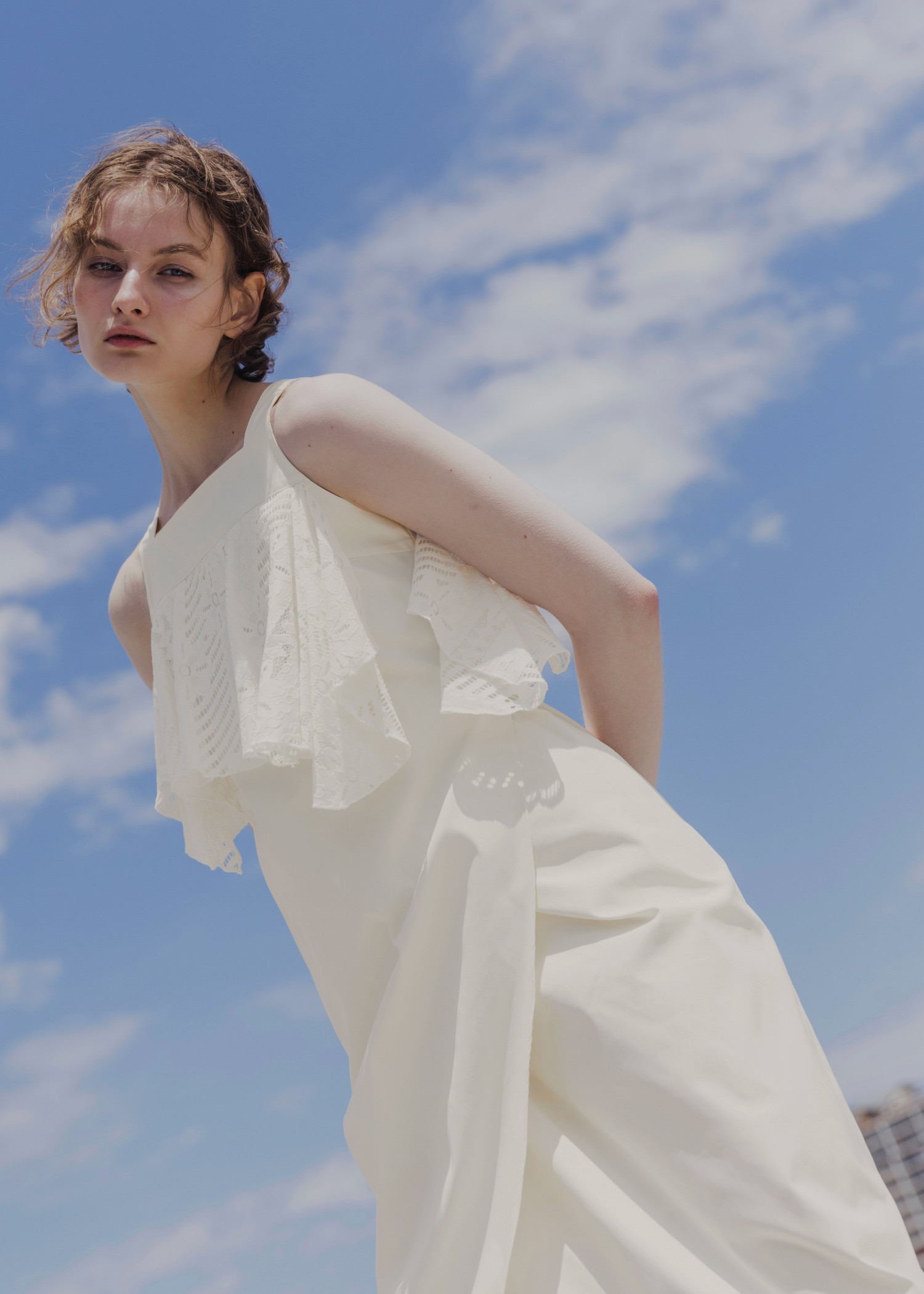 lace asymmetry frill cocoon OP