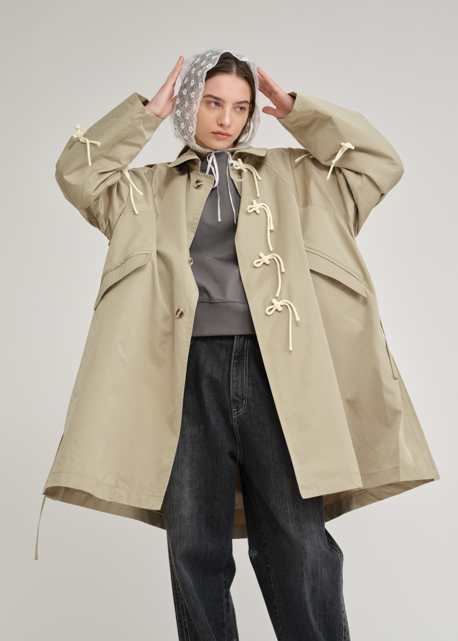 tent cord button various midi coat