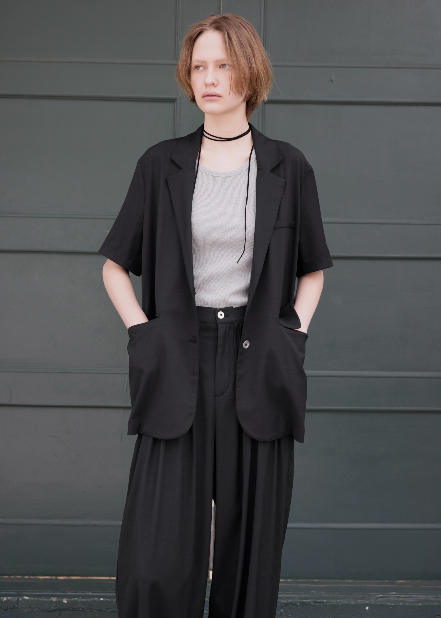 half sleeve slub mix tailored JK