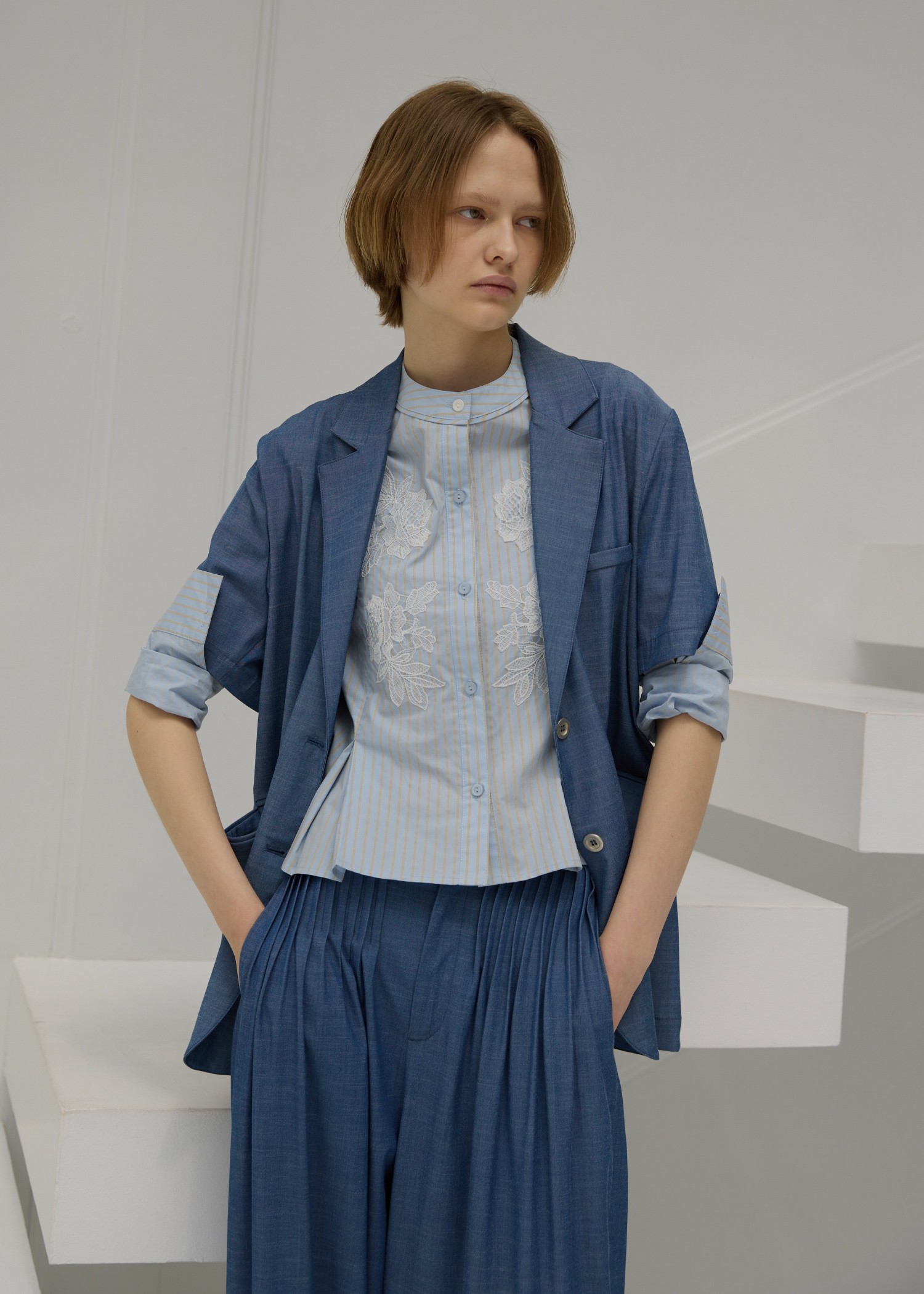 half sleeve slub mix tailored JK