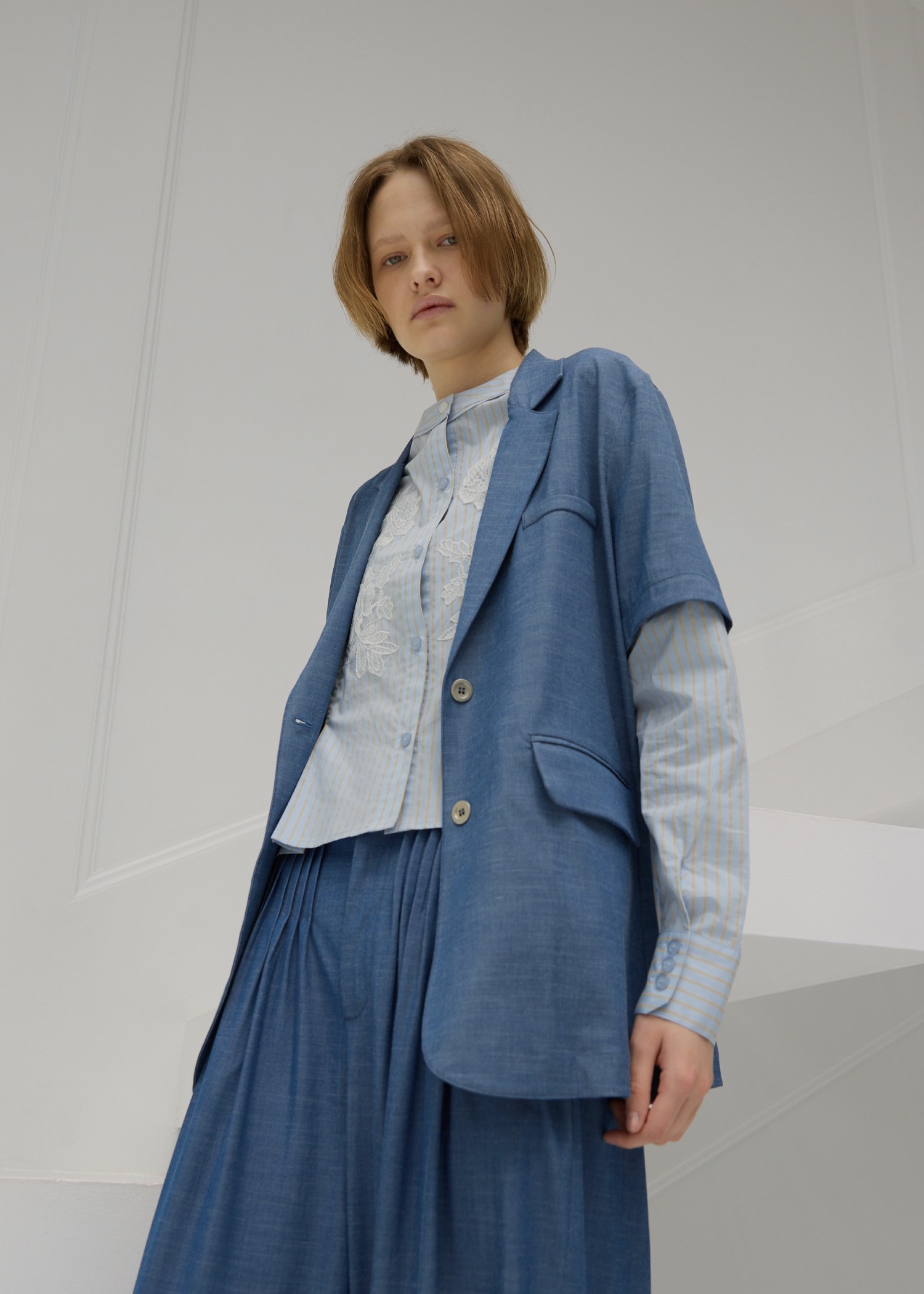 half sleeve slub mix tailored JK