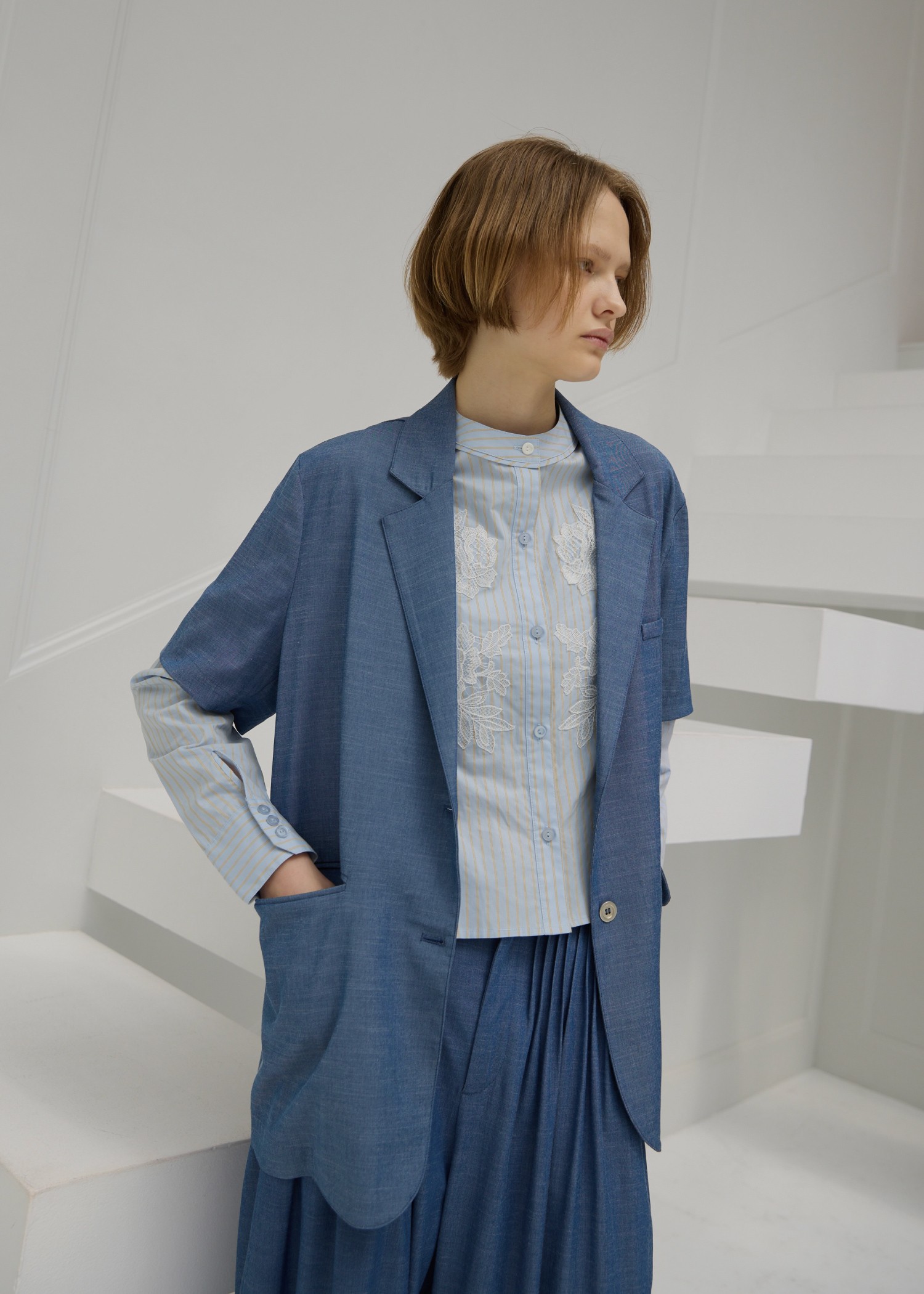 half sleeve slub mix tailored JK