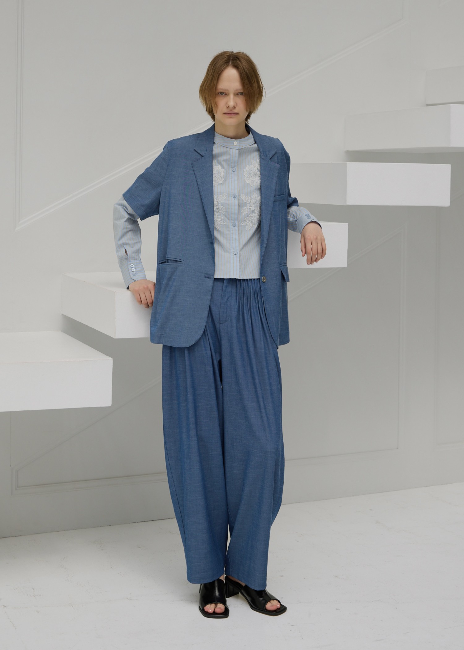 half sleeve slub mix tailored JK