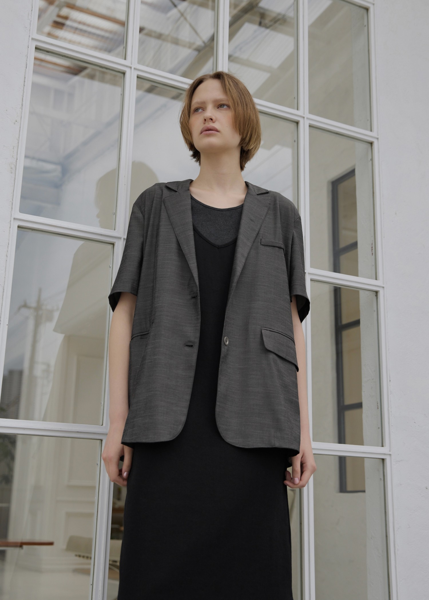 half sleeve slub mix tailored JK