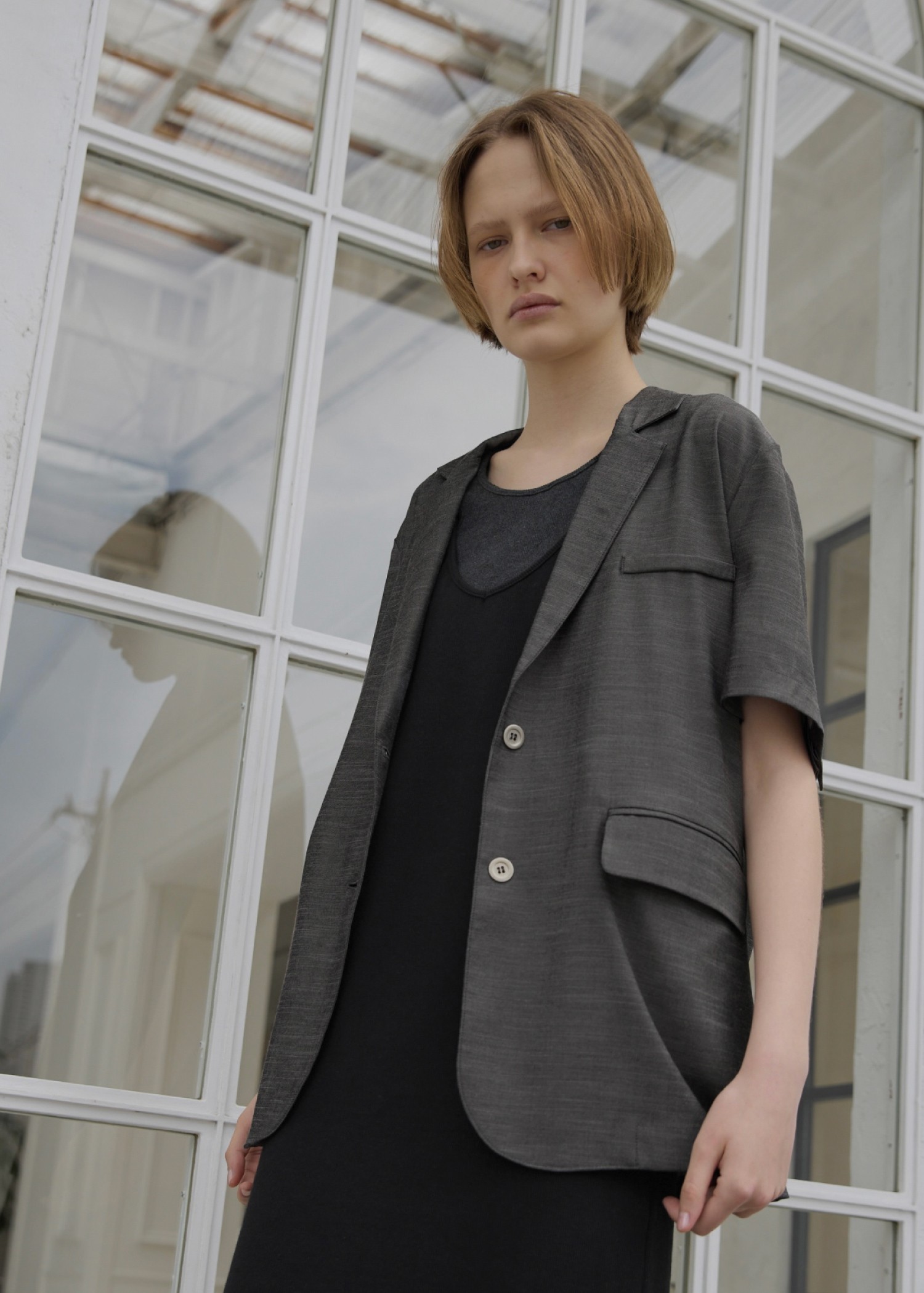 half sleeve slub mix tailored JK