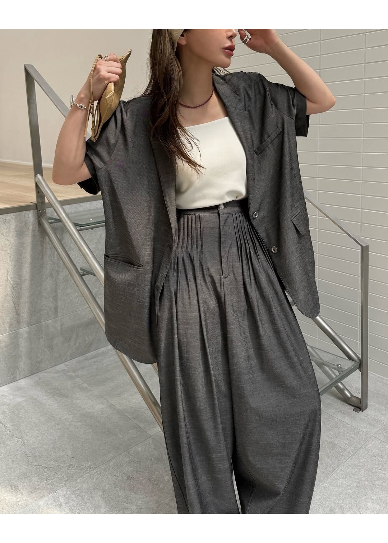 half sleeve slub mix tailored JK