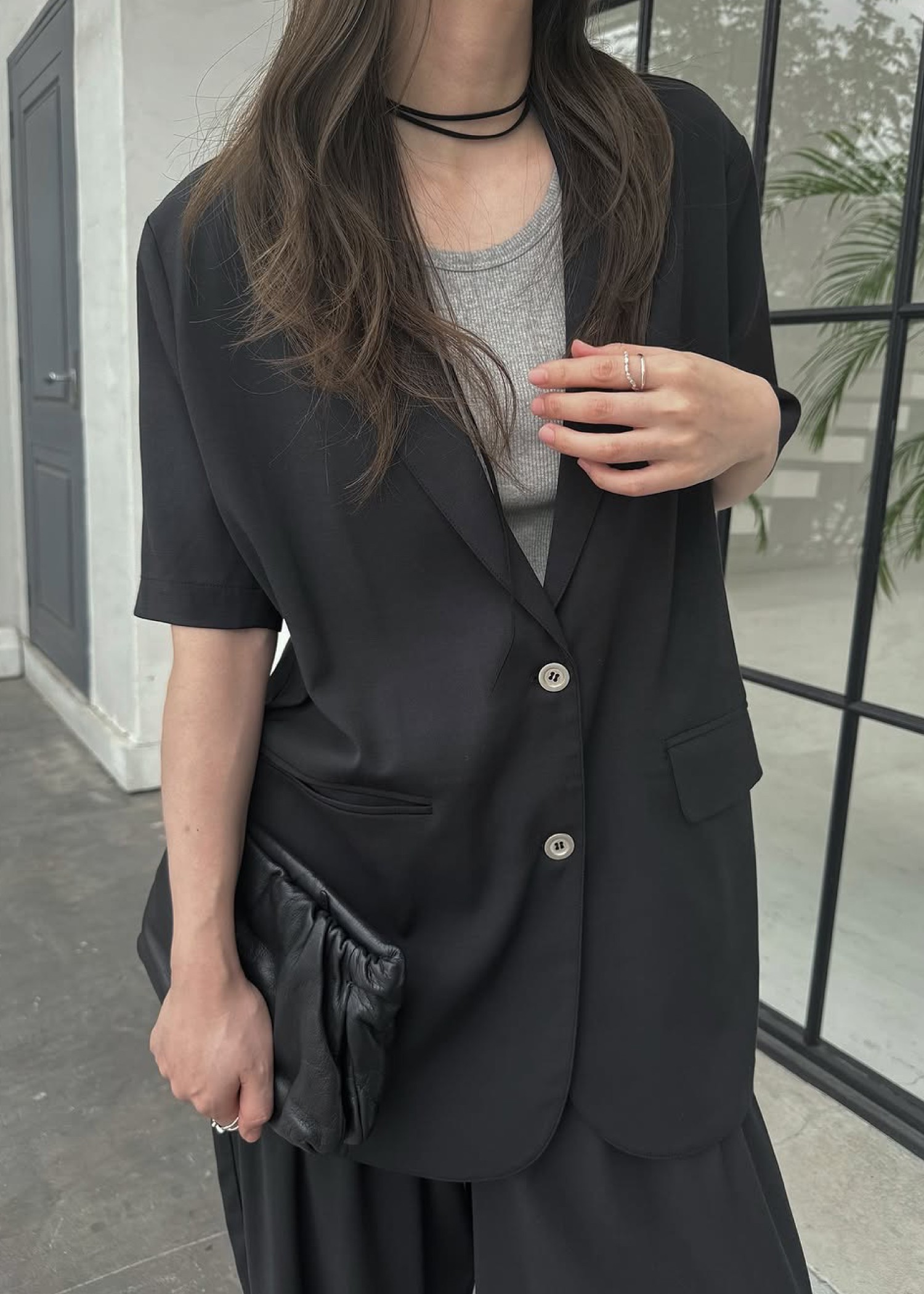 half sleeve slub mix tailored JK