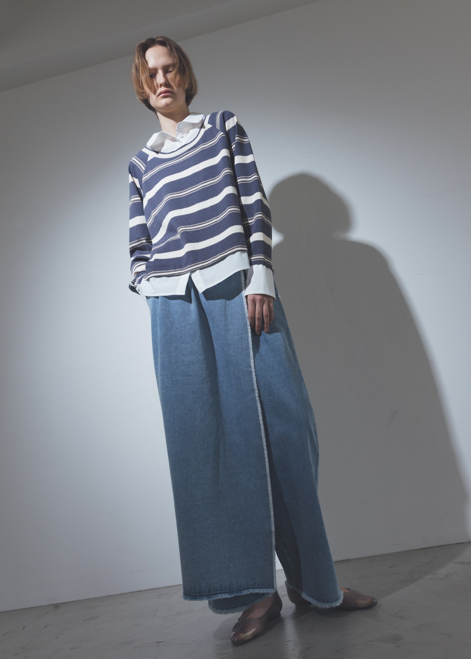 2way wrap tapered denim pants