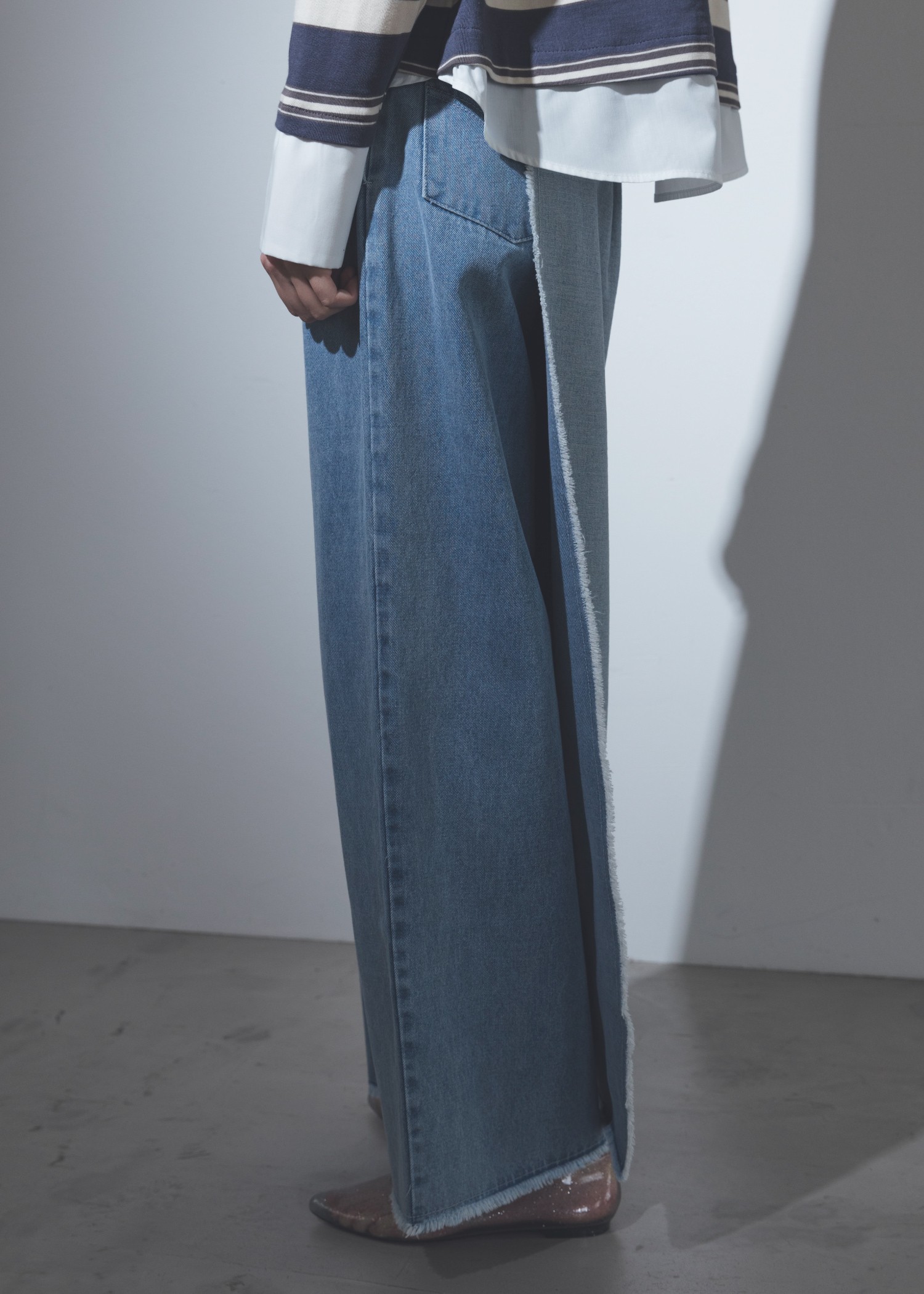 2way wrap tapered denim pants