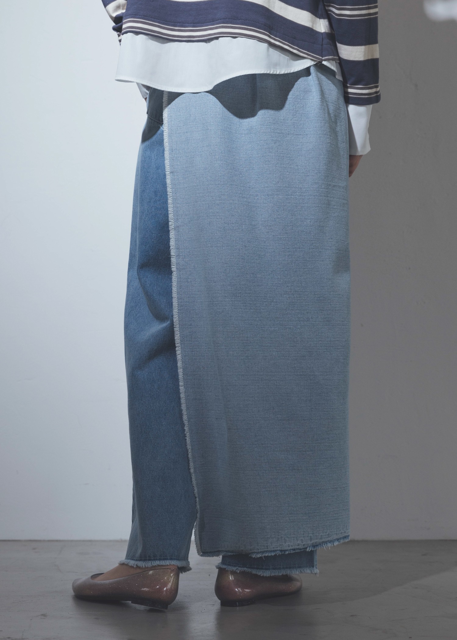 2way wrap tapered denim pants