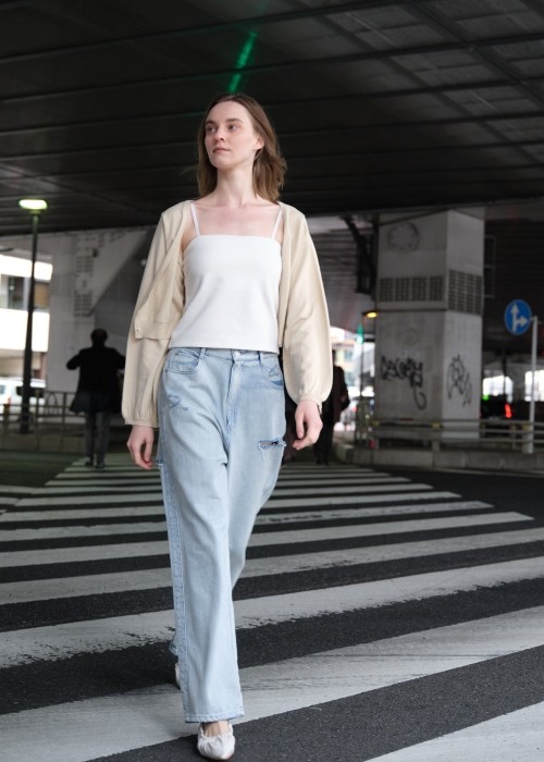 SS loose distressed effect denim PT