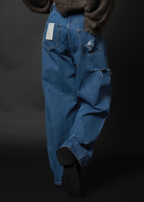 SS loose distressed effect denim PT