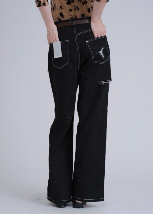 SS loose distressed effect denim PT