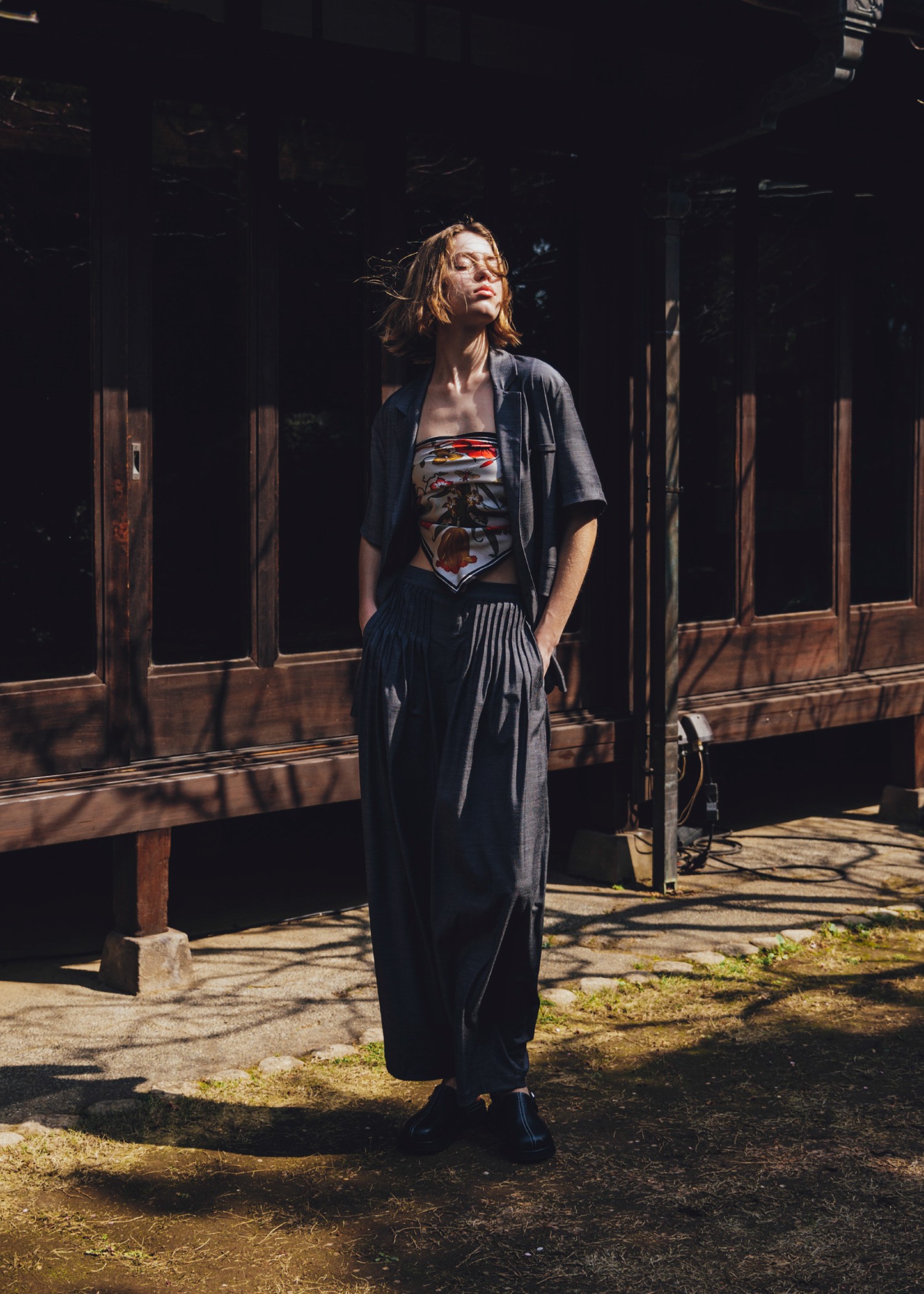 waist pin tuck wide panel PT