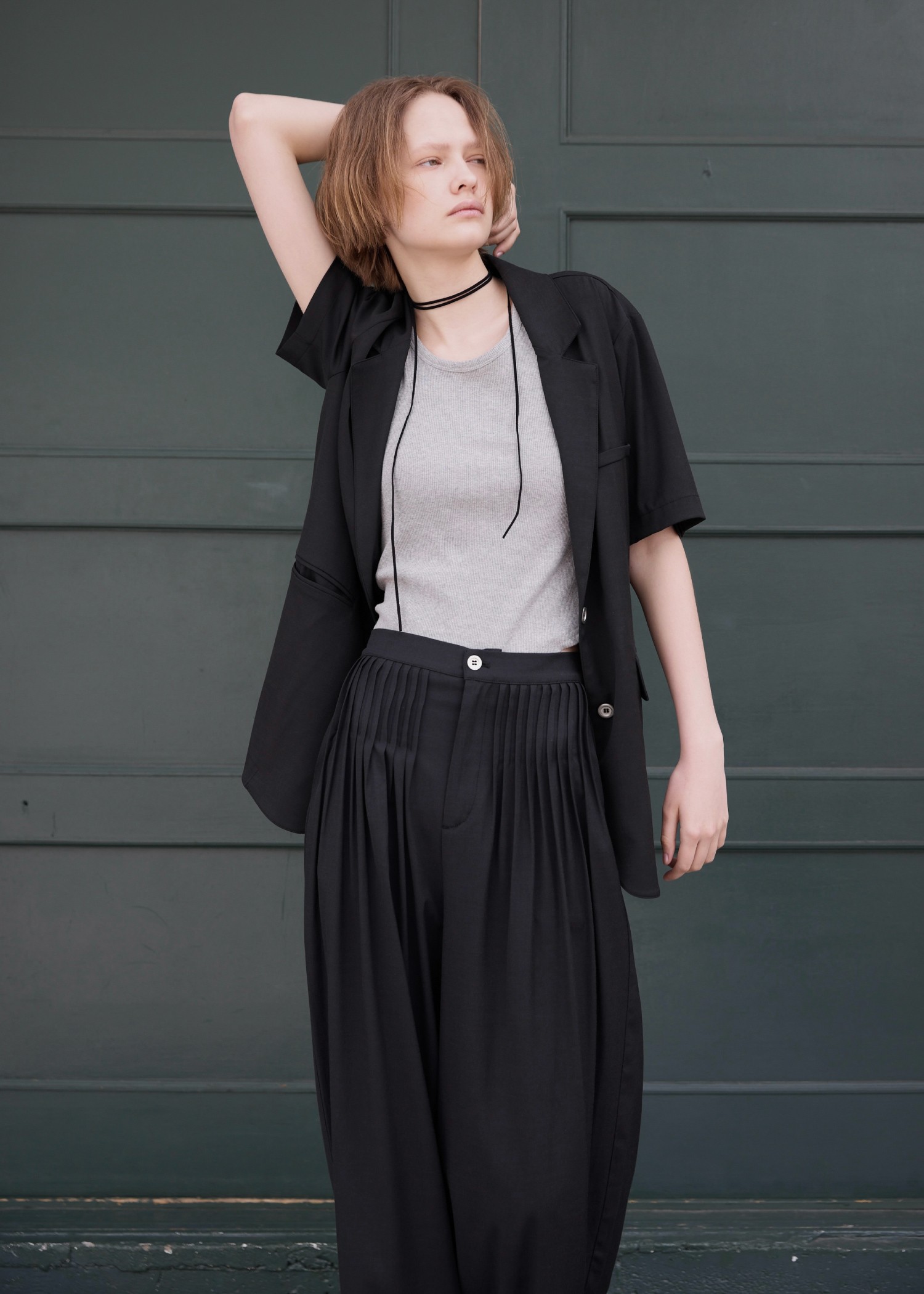 waist pin tuck wide panel PT
