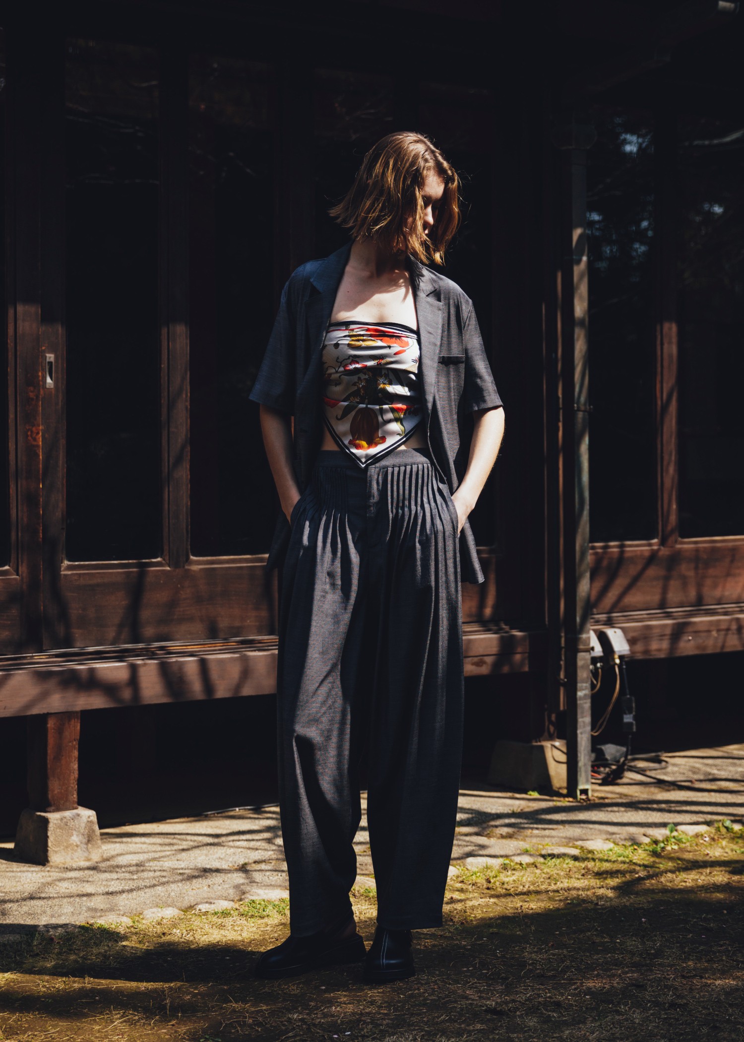 waist pin tuck wide panel PT