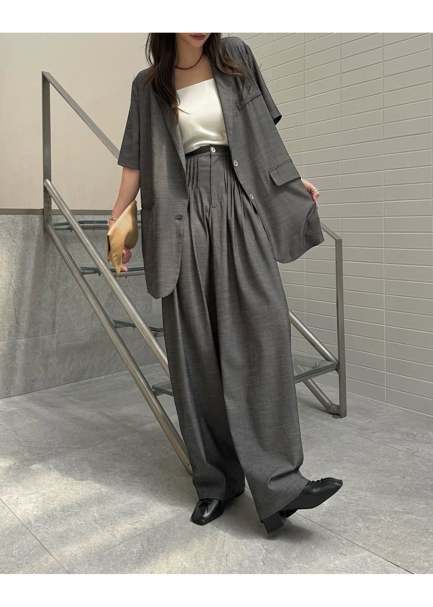 waist pin tuck wide panel PT