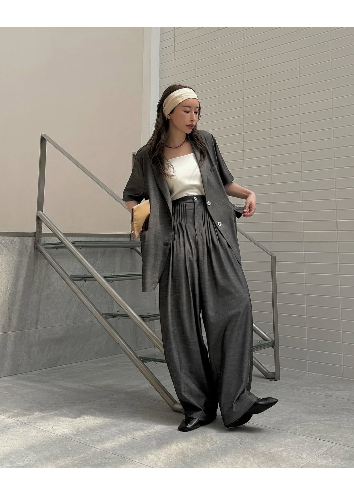 waist pin tuck wide panel PT