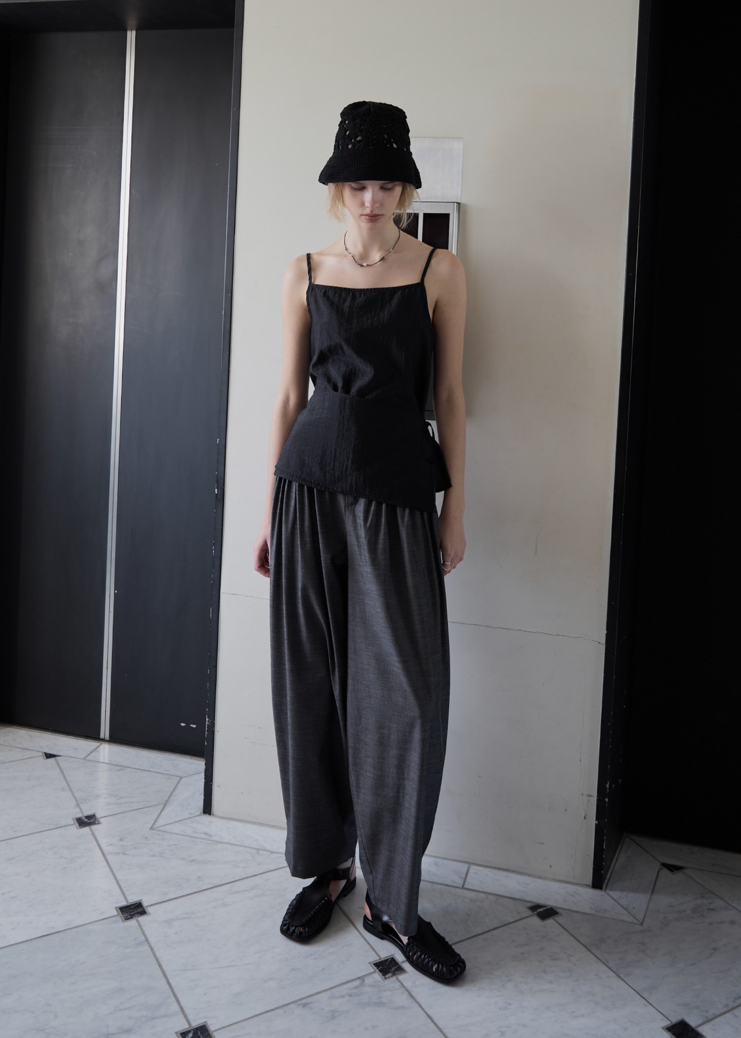 waist pin tuck wide panel PT