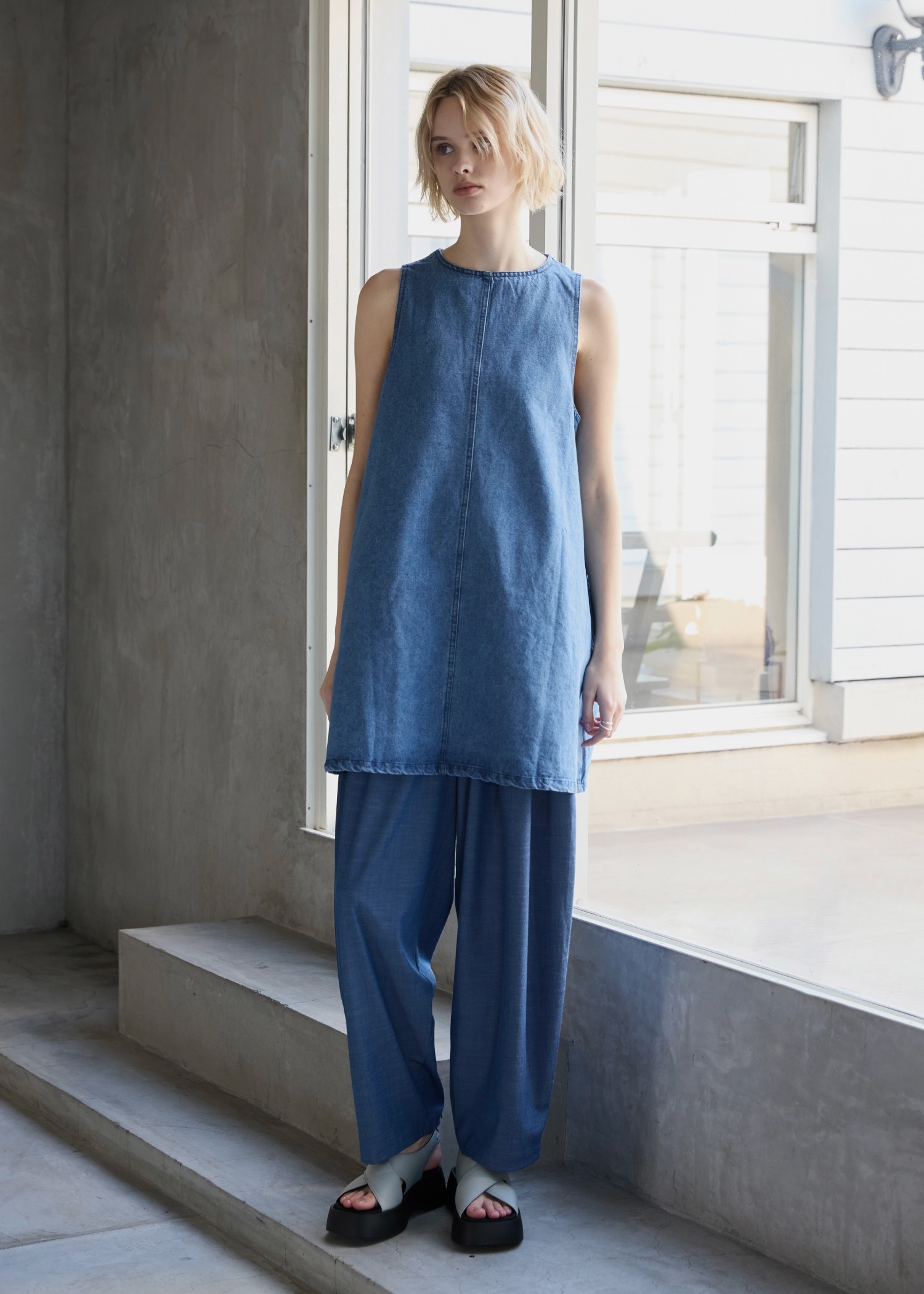 waist pin tuck wide panel PT