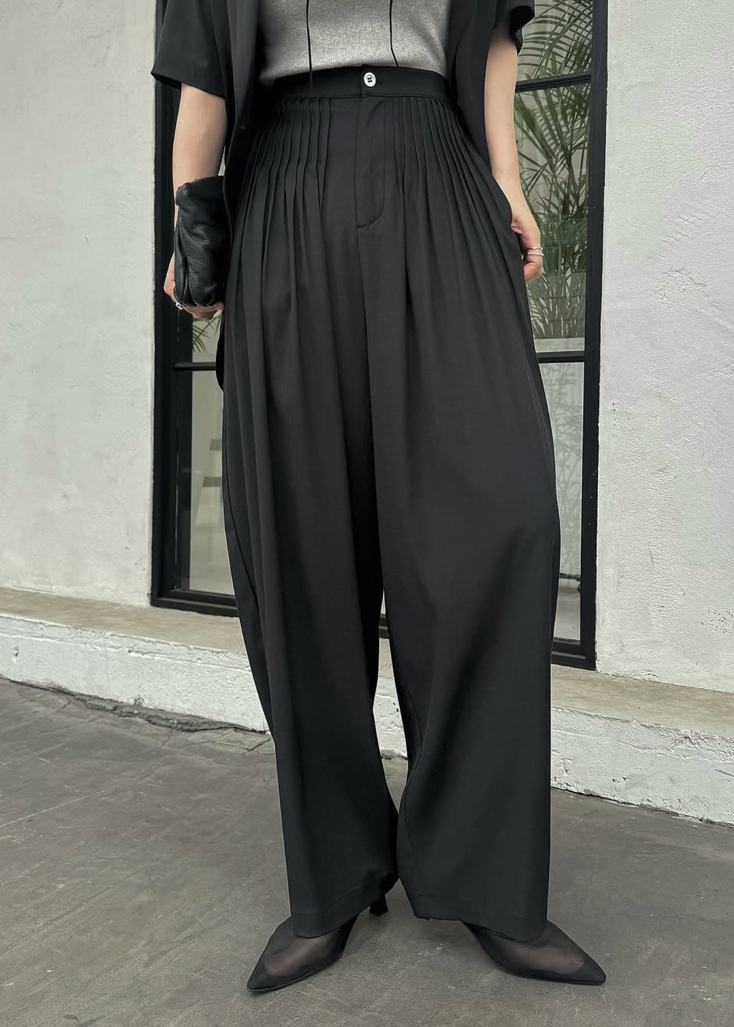 waist pin tuck wide panel PT