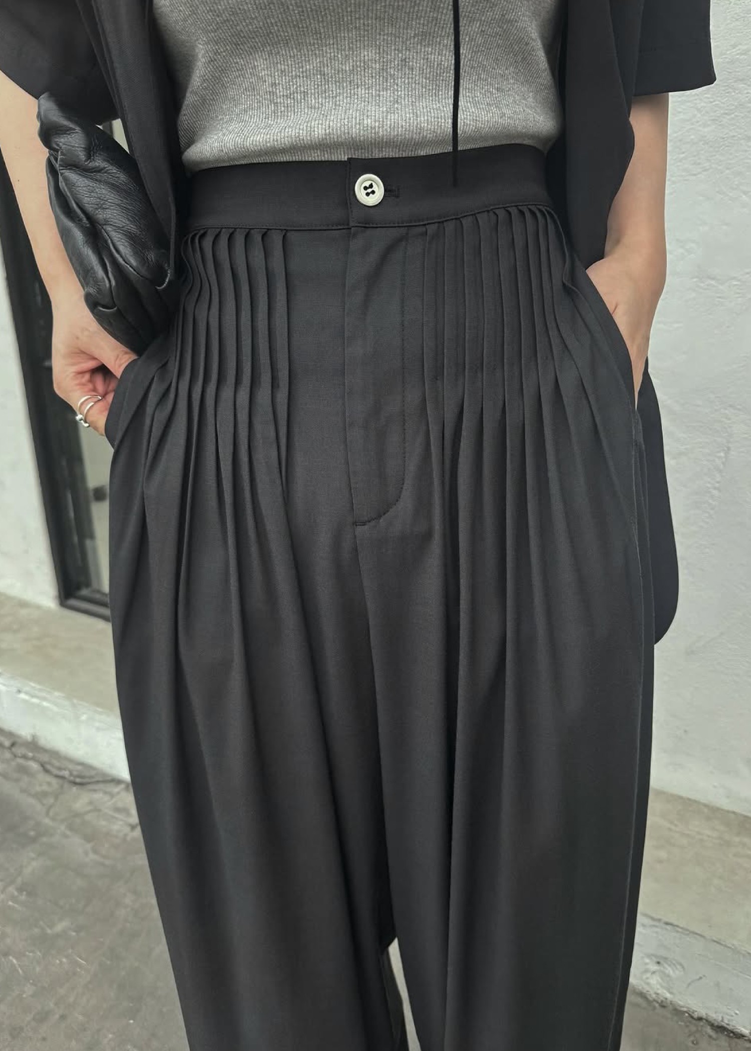 waist pin tuck wide panel PT