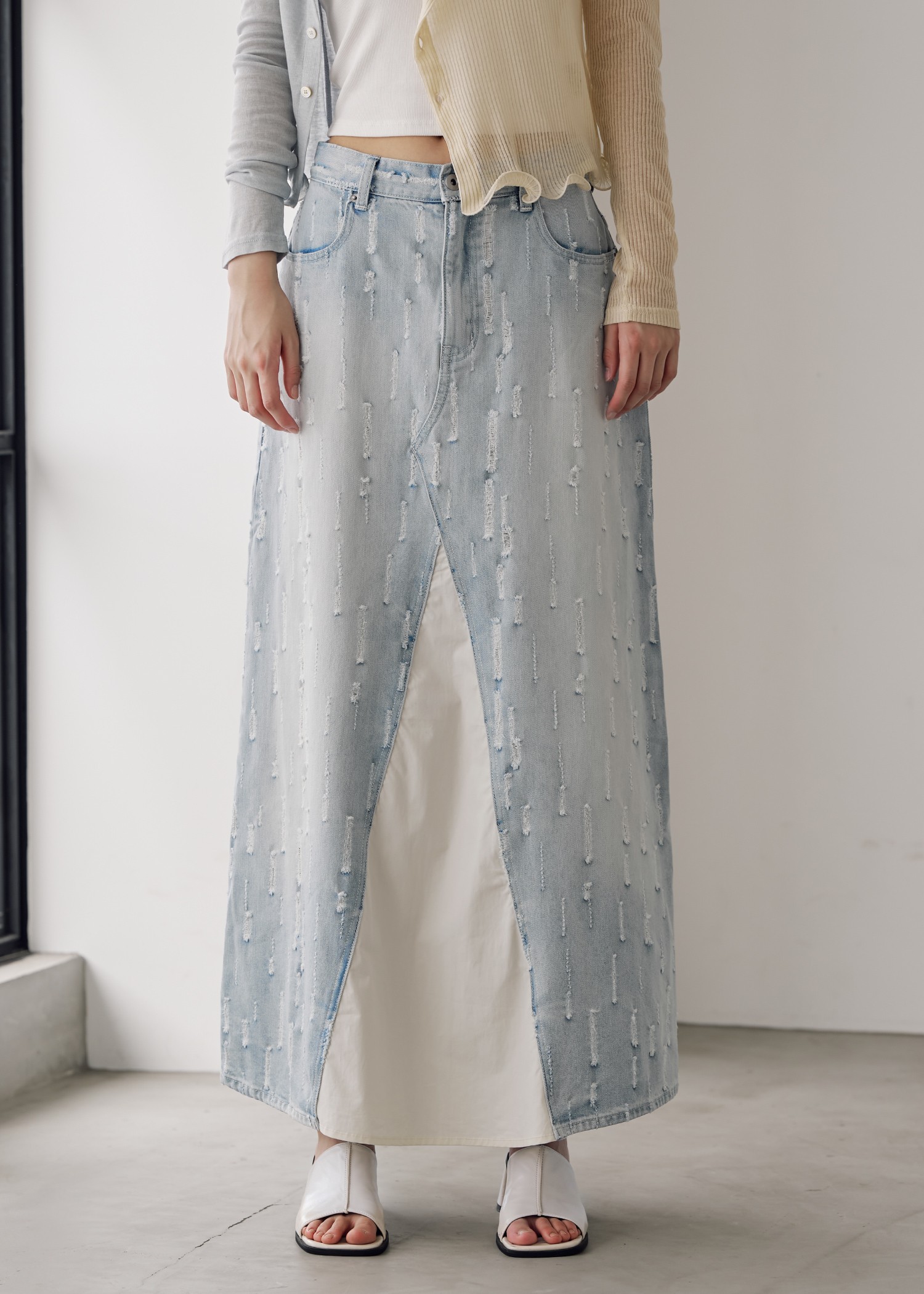 placement design cut denim SK