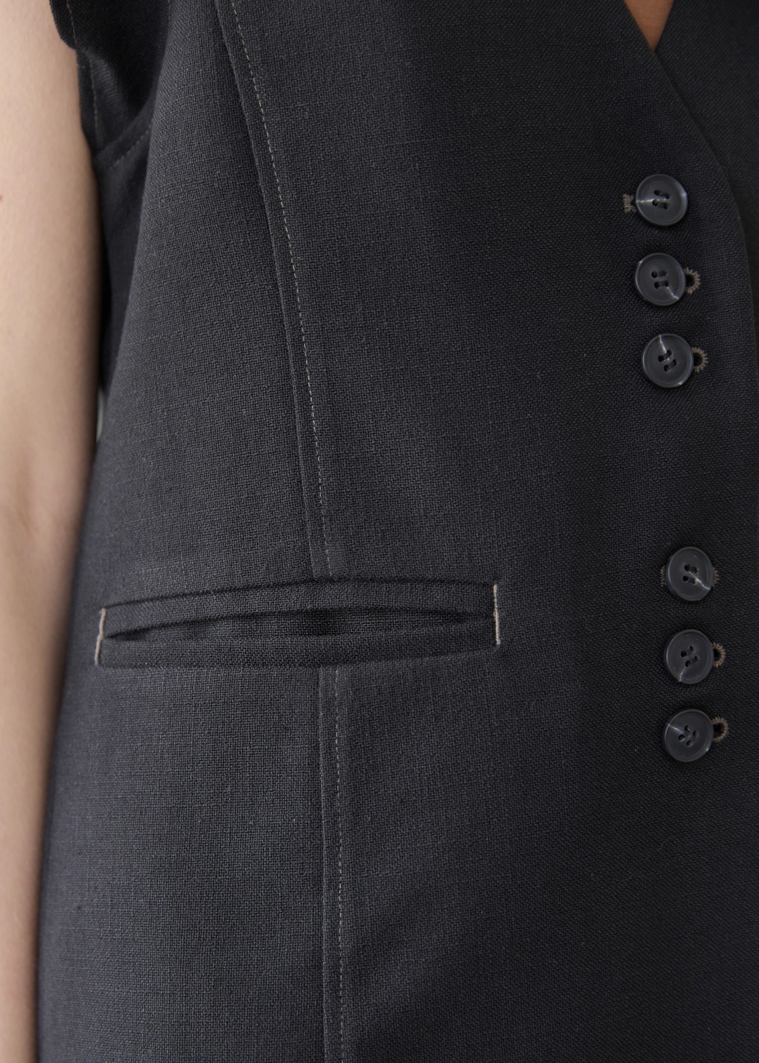 no collar frill sleeve nep gilet