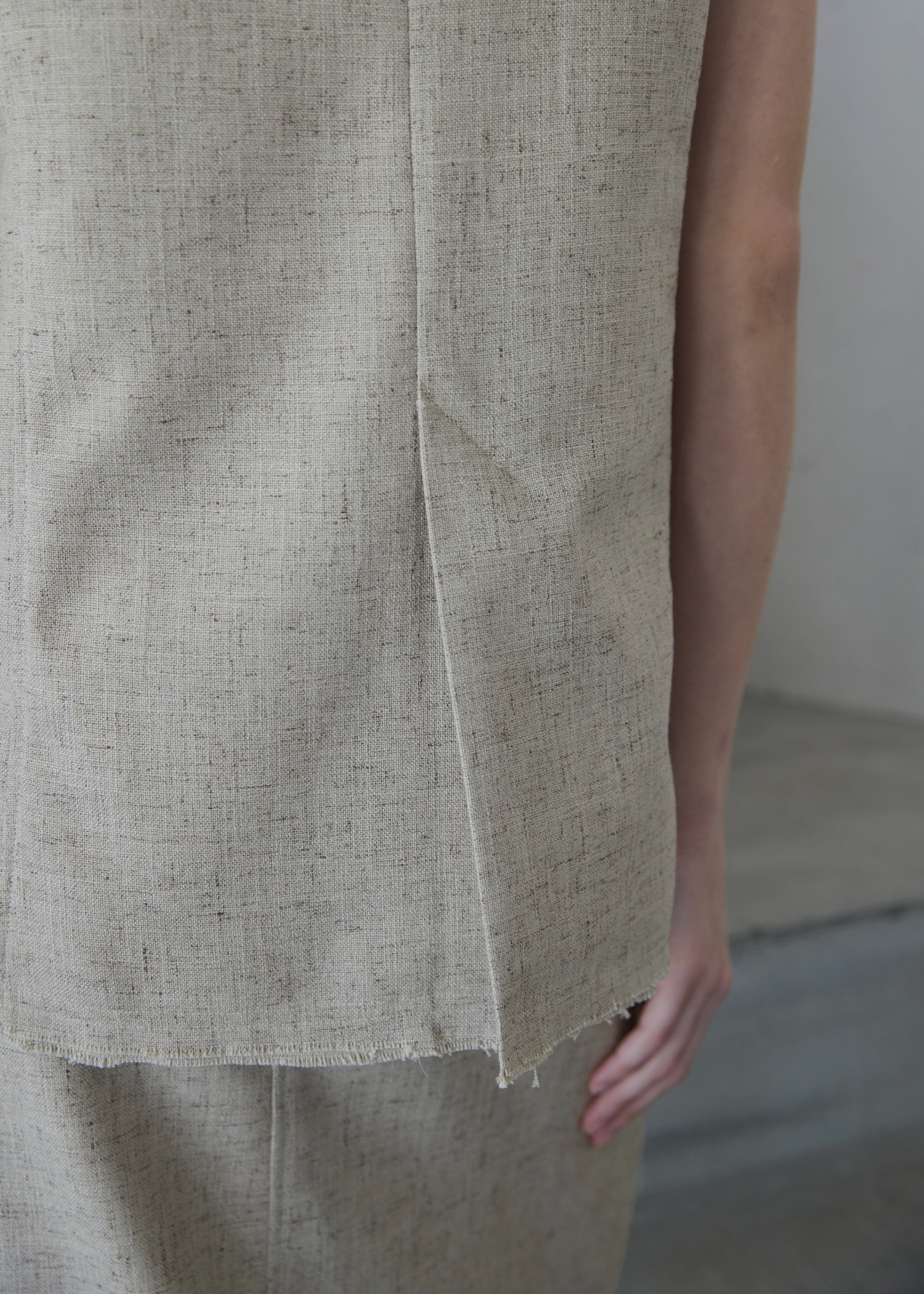 no collar frill sleeve nep gilet