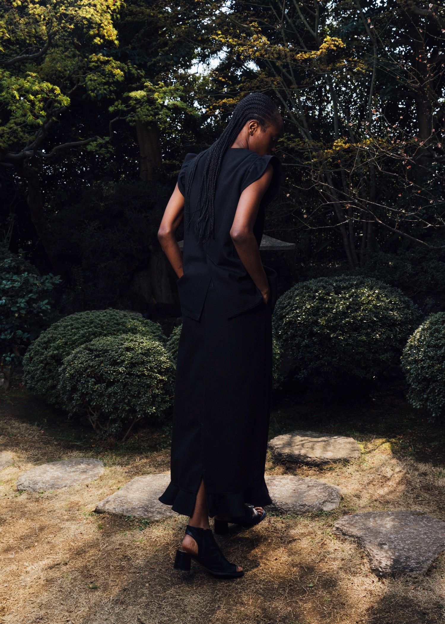 no collar frill sleeve nep gilet