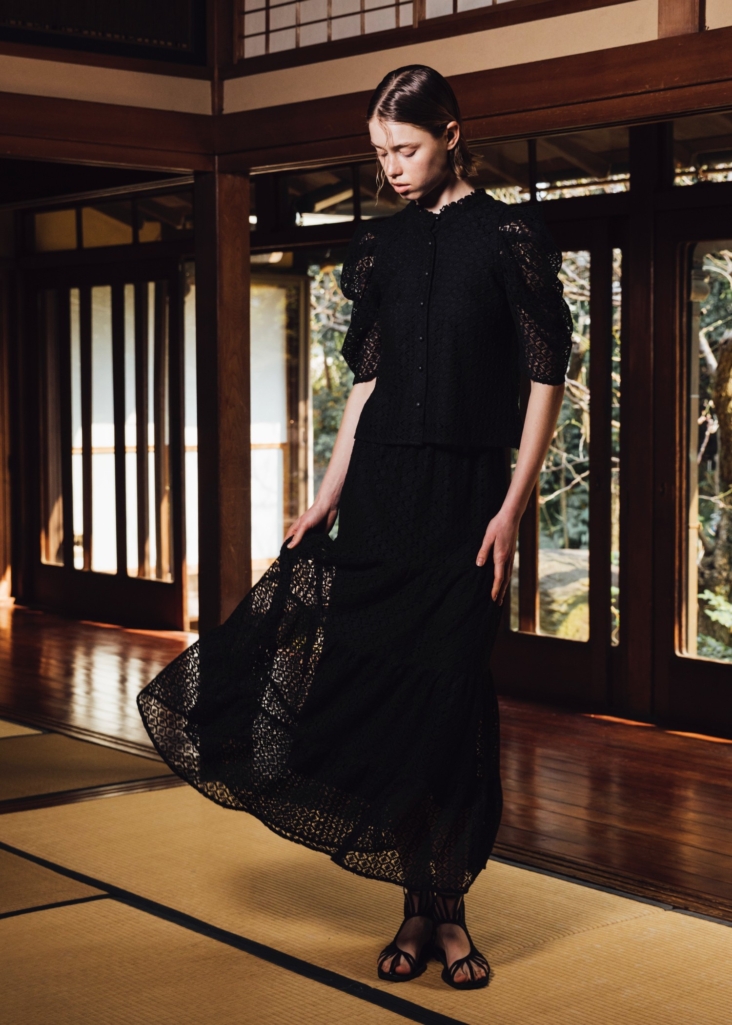 half volume sleeve lace tops