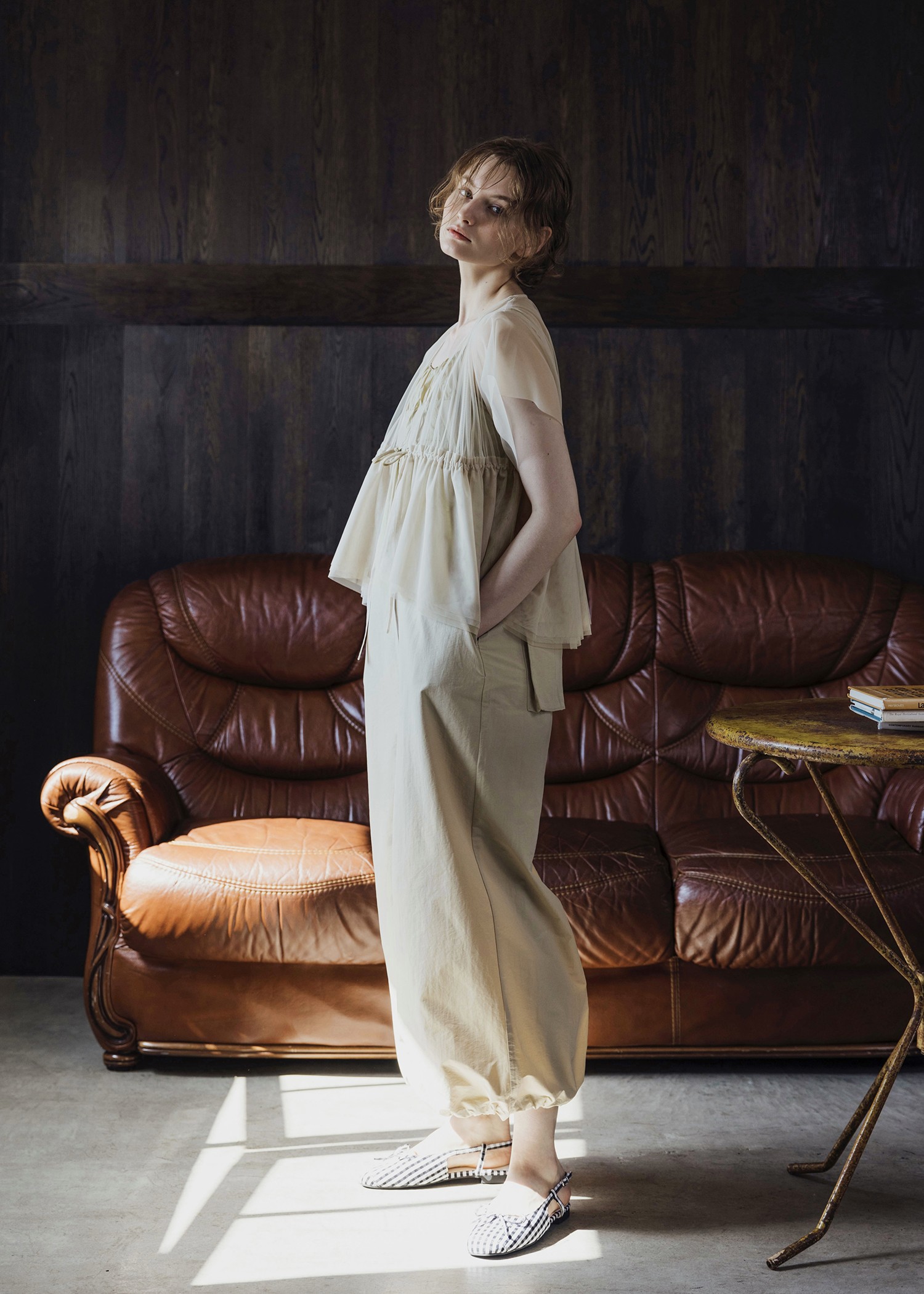 frill sleeve peplum tulle tops