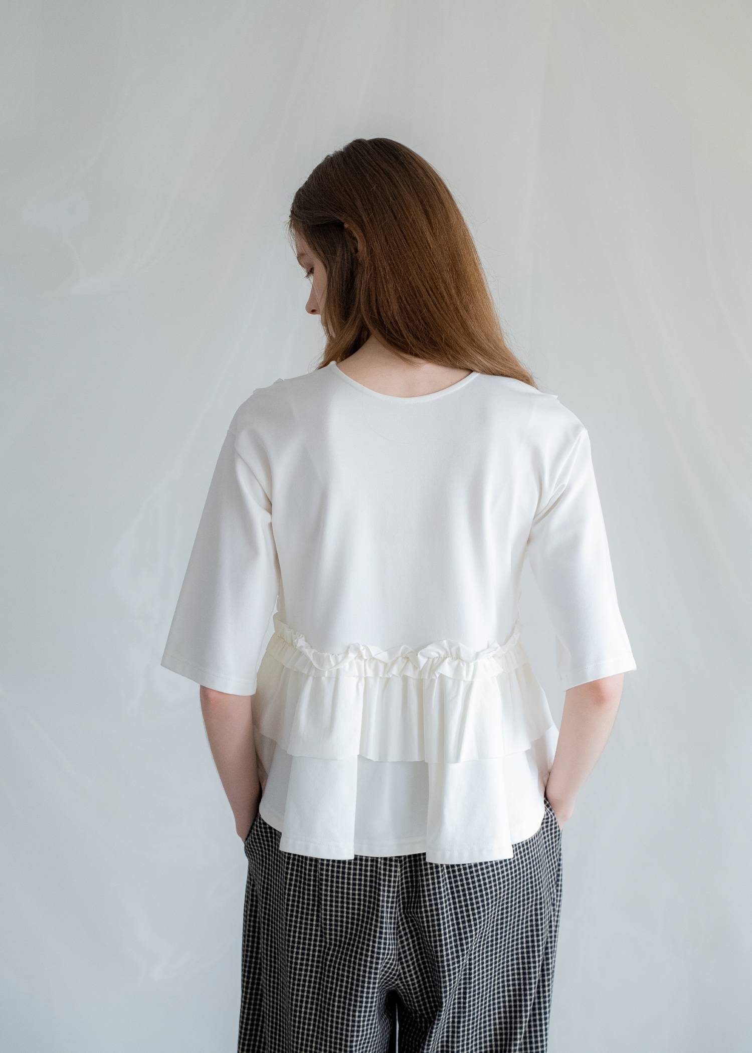 random frill peplum smooth tops