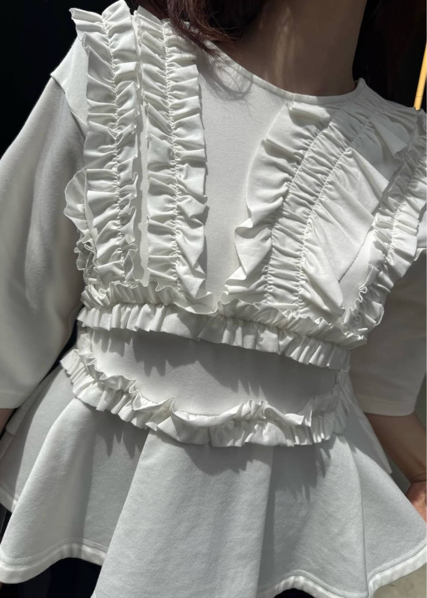 random frill peplum smooth tops