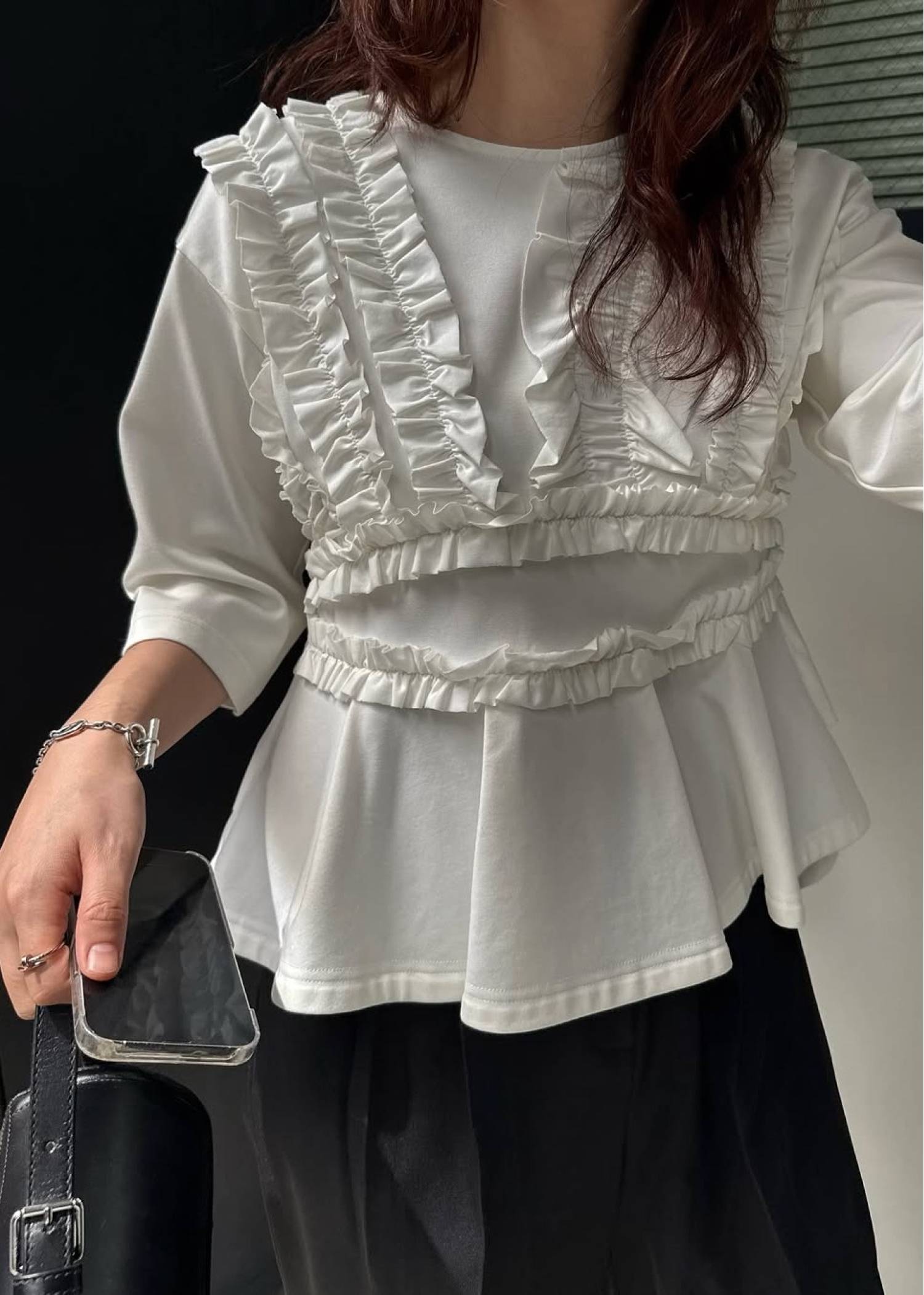 random frill peplum smooth tops