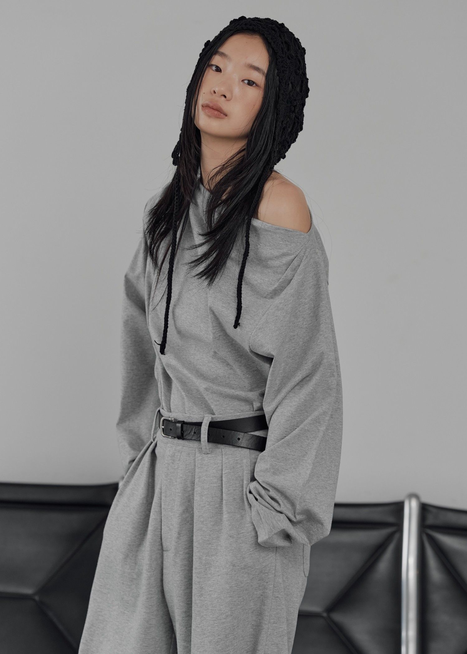 asymmetry drape neck tops